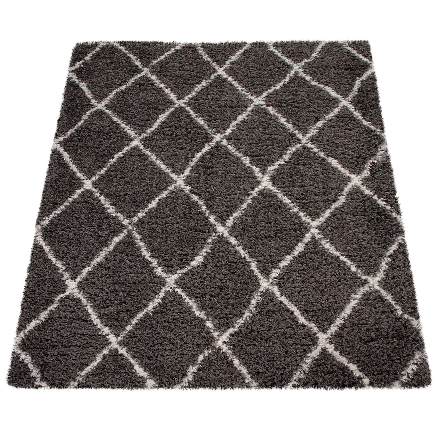paco-home-shaggy-plus-teppich-grau-rauten-120x160-cm-hochflor image 5