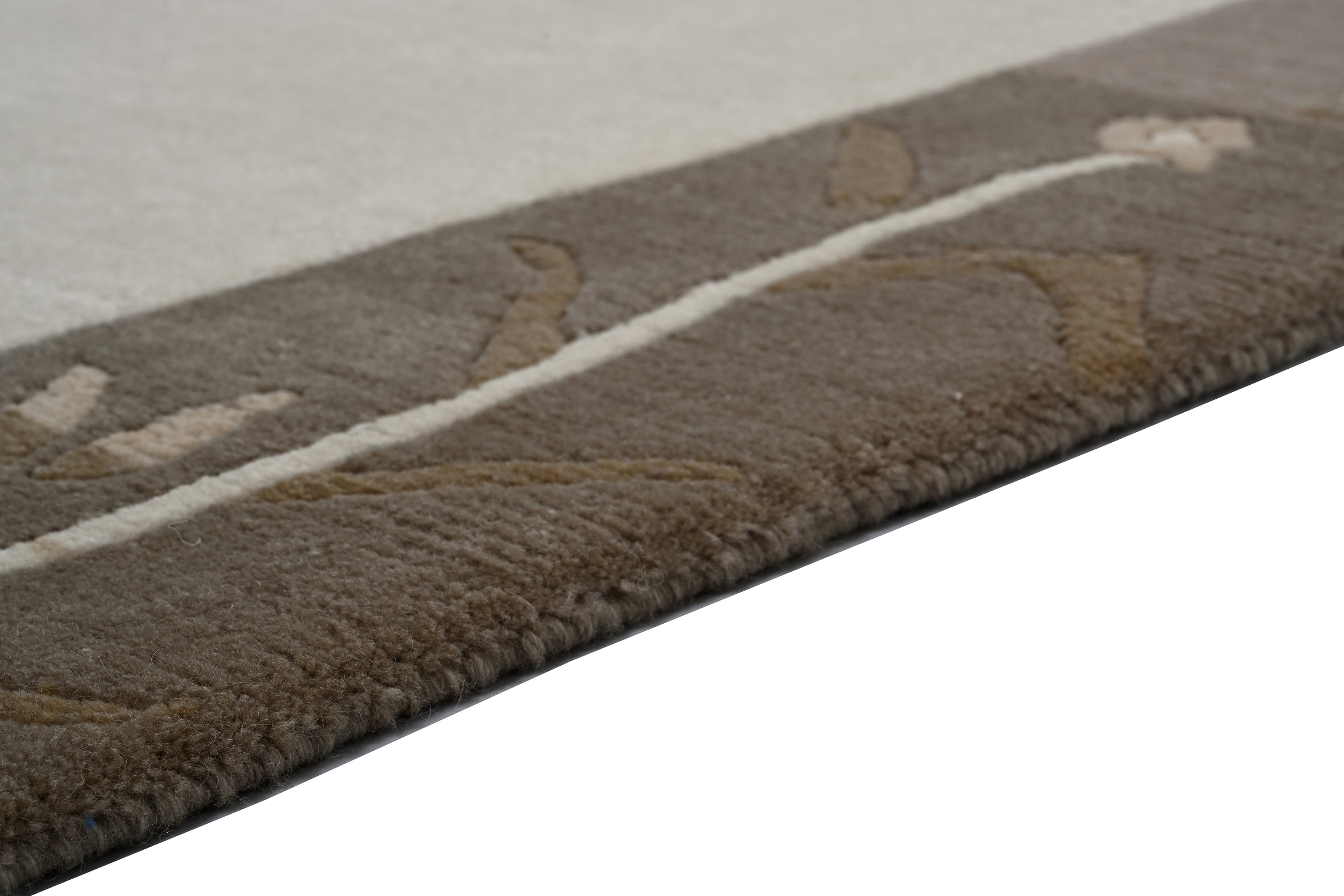 weconhome-handgekn-pfter-tibet-teppich-beige-mit-retro-bord-re-neuwertig-einzels image 3