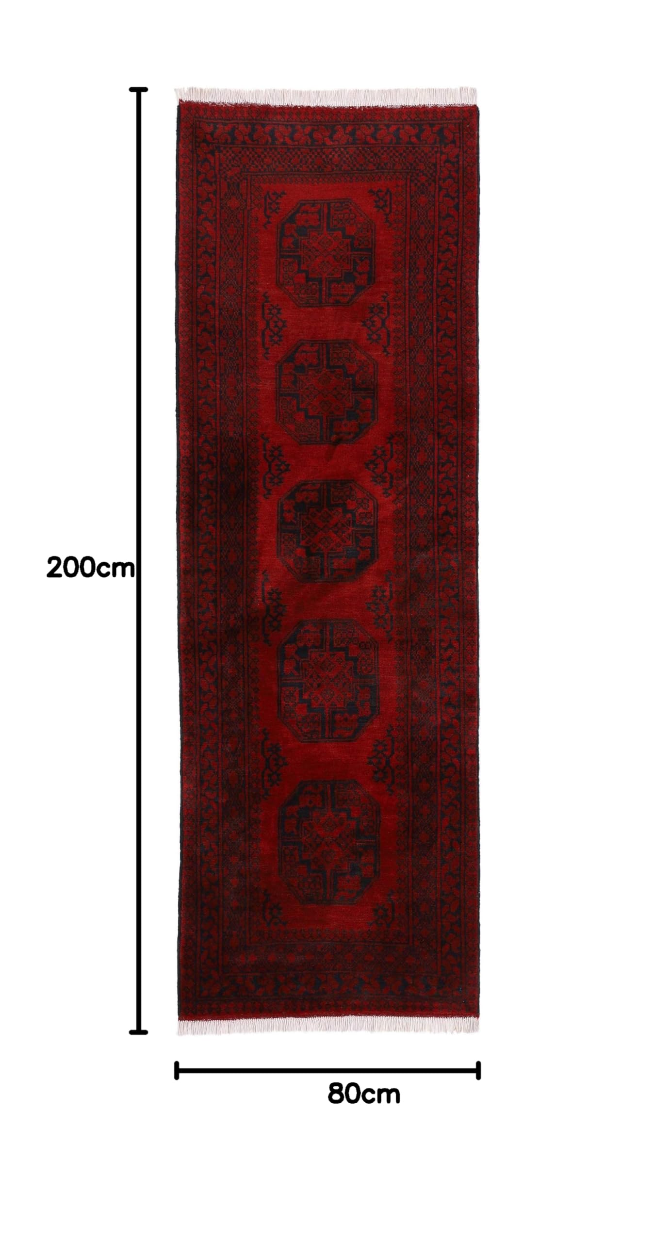 carpetfine-afghan-akhche-l-ufer-rot-80x200-cm-handgekn-pft-wolle image 2