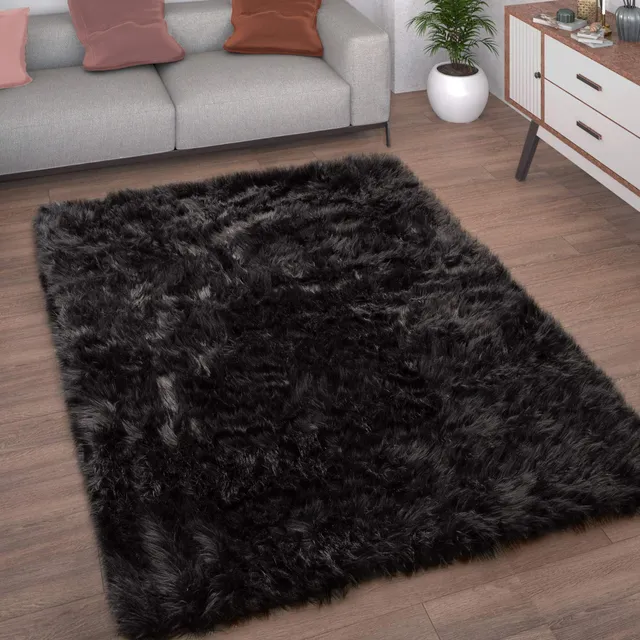 paco-home-kunstfell-fellteppich-schwarz-45-cm-rund image 1