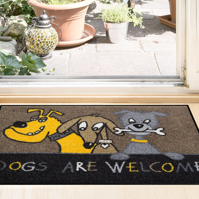 salonloewe-dogs-are-welcome-eingangsmatte-50-x-75-cm-grau-waschbar-rutschfest image 2