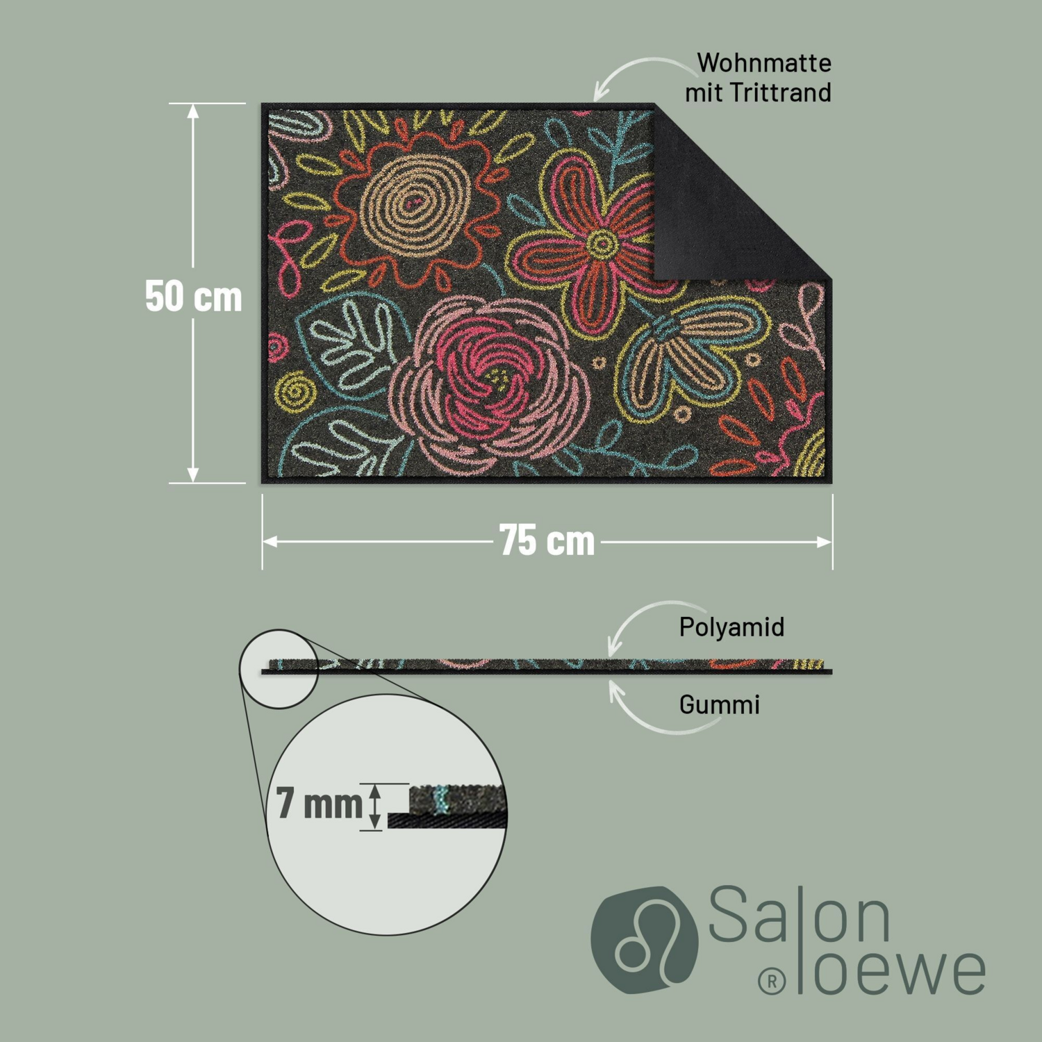 salonloewe-dot-flowers-grey-eingangsmatte-50-x-75-cm image 3
