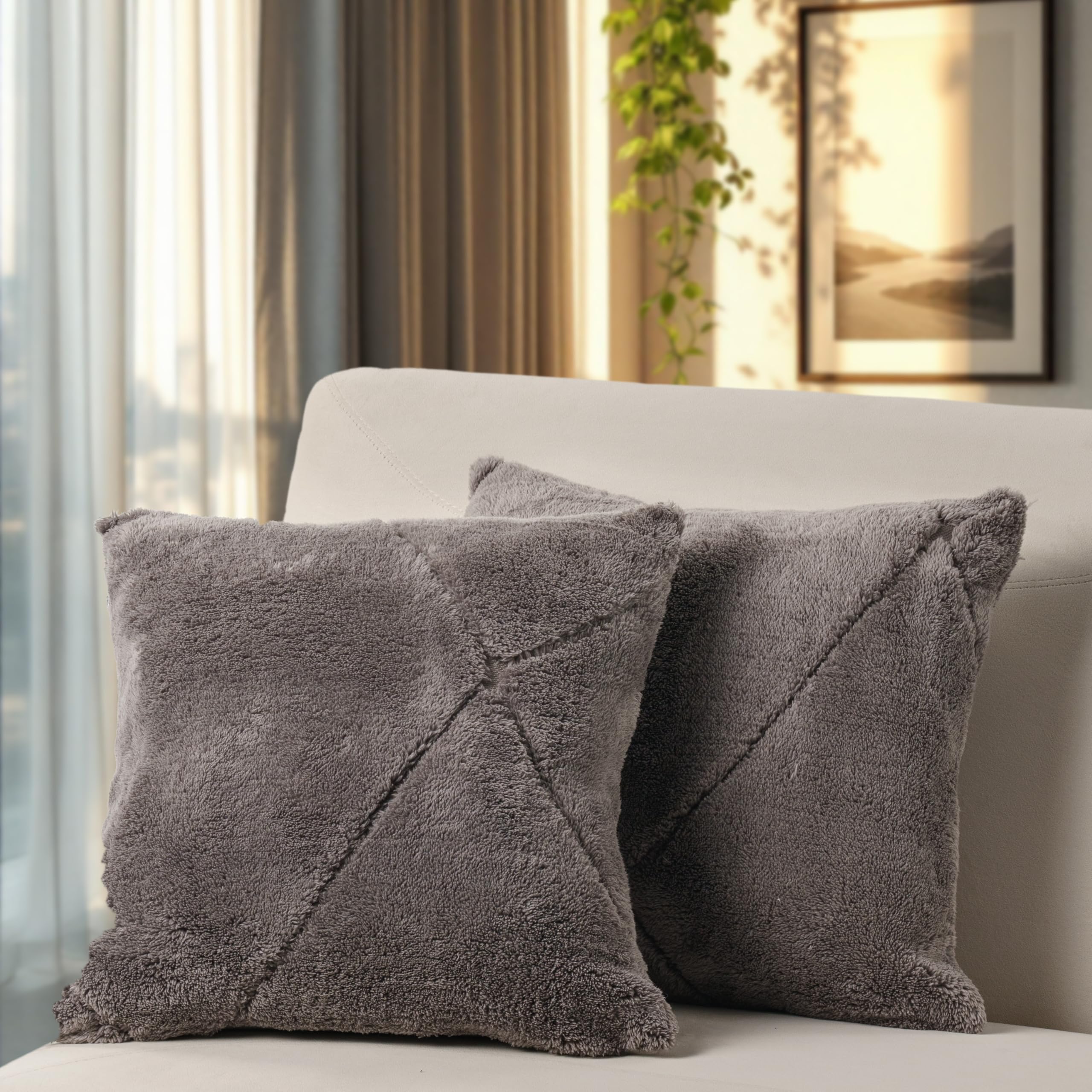 paco-home-2er-set-kissenbezug-dekokissen-3d-raute-anthrazit-kissenh-lle-100-poly image 1