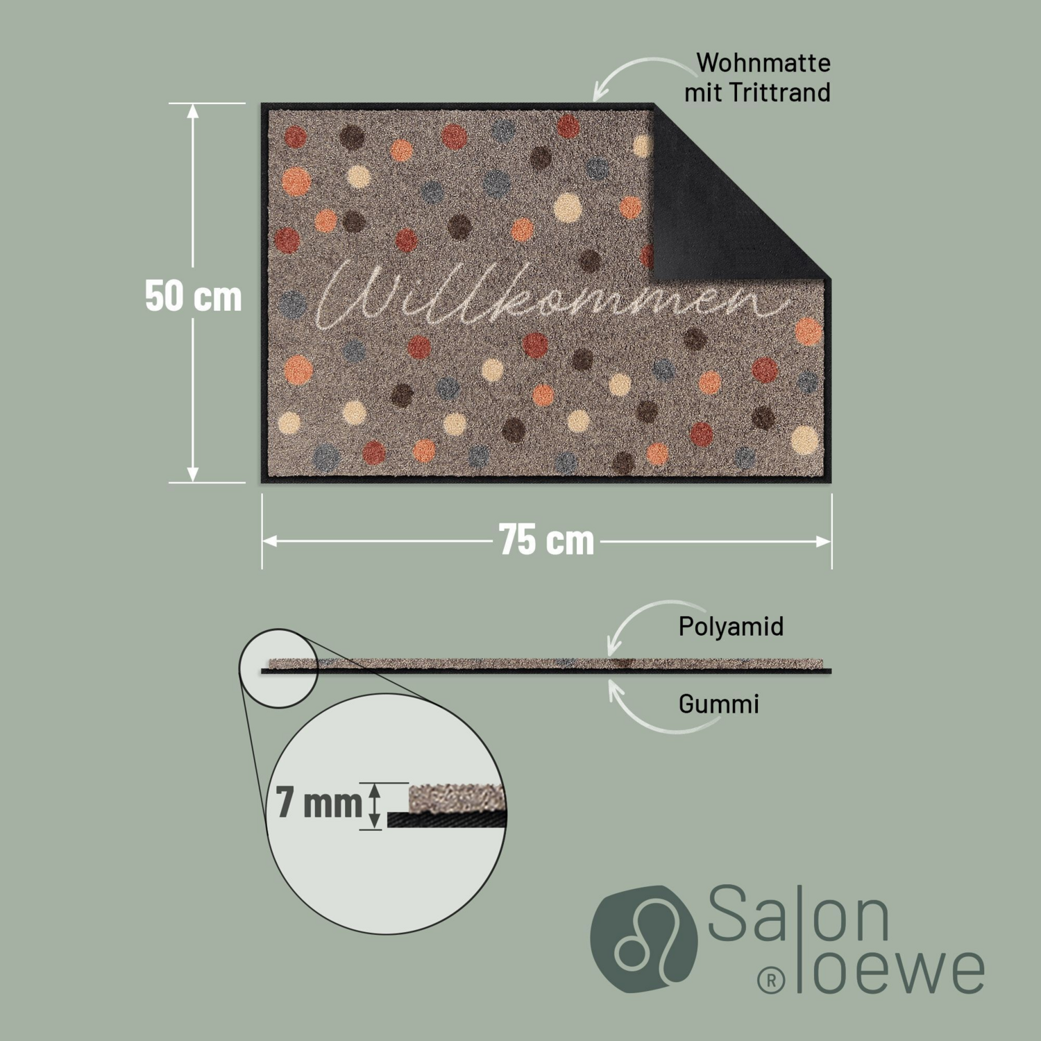 salonloewe-willkommen-dots-eingangsmatte-50-x-75-cm-gepunktete-fu-matte-mit-will image 3