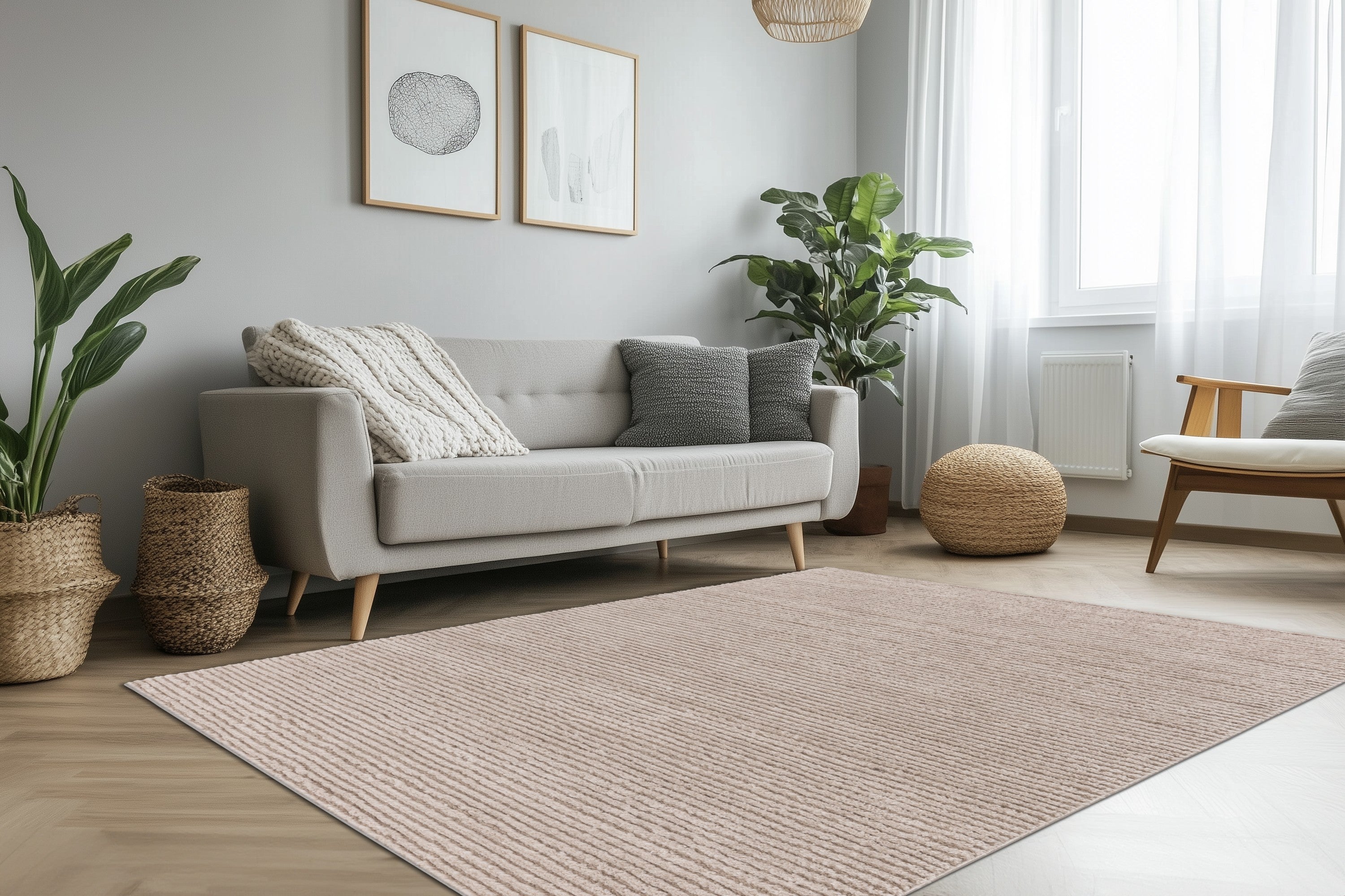 kayoom-prudence-125-kurzflorteppich-20-mm-florh-he-1000-g-m-polyester-beige-bis- image 3