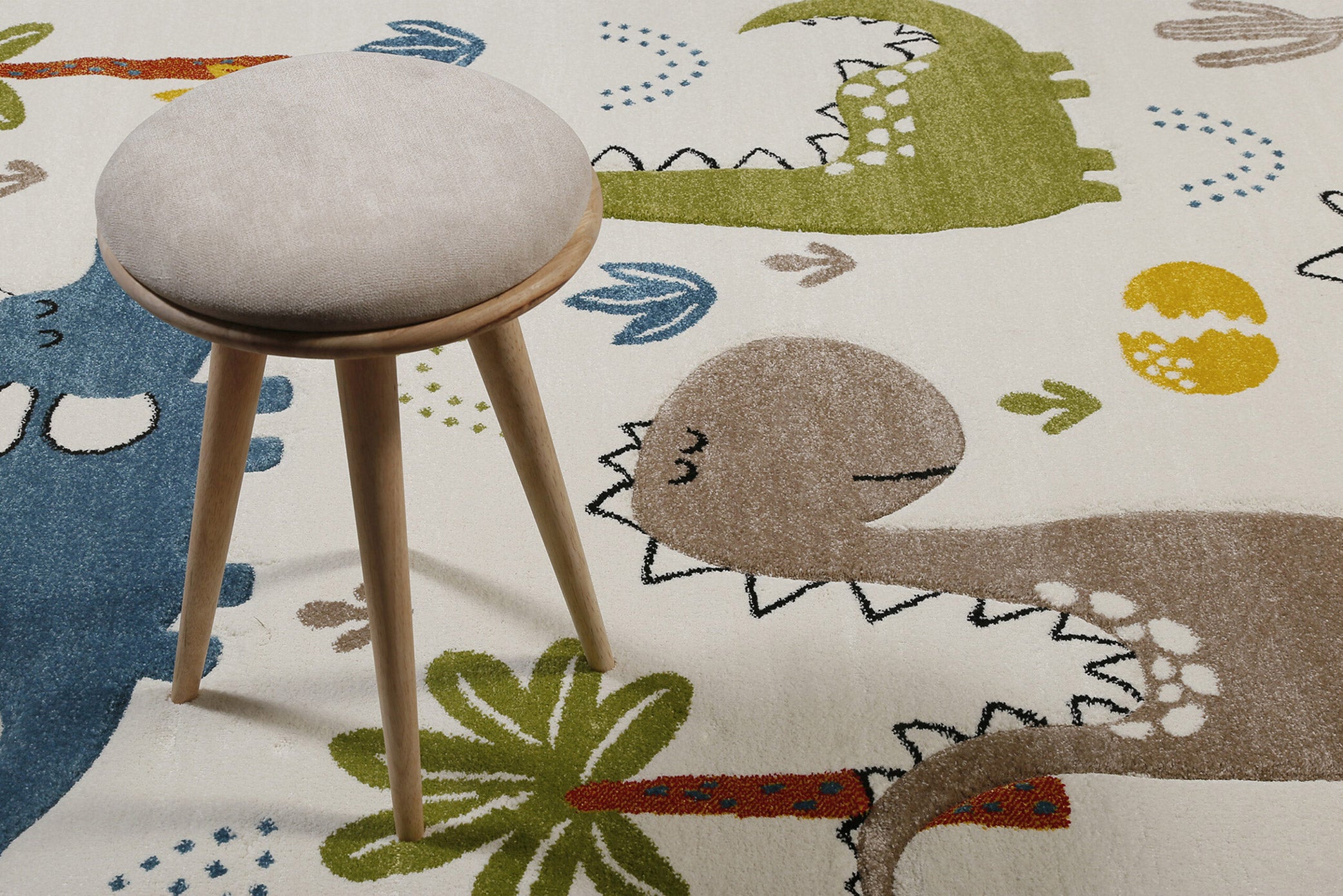 weconhome-smart-kids-kinderteppich-creme-wei-dino-friends-eckig-gewebt image 8