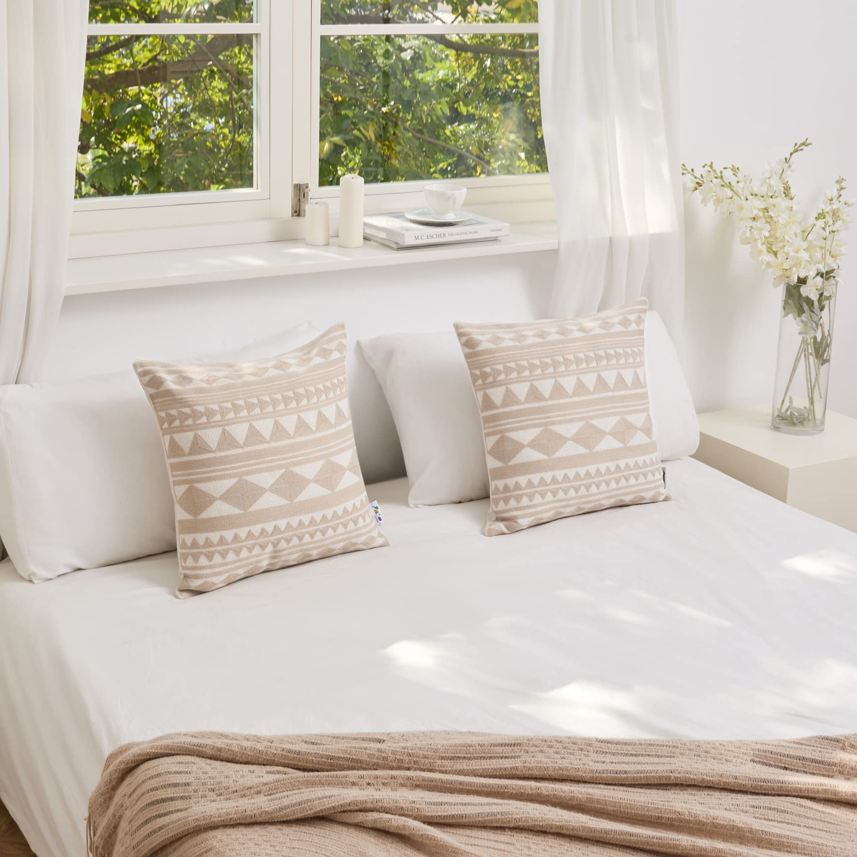 paco-home-kissenbezug-deko-2er-set-bl-tter-skandi-beige-3 image 2