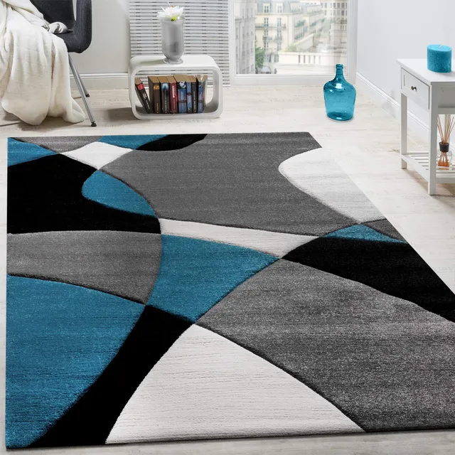 paco-home-designer-teppich-geometrische-muster-konturenschnitt-80x150-cm-t-rkis- image 1