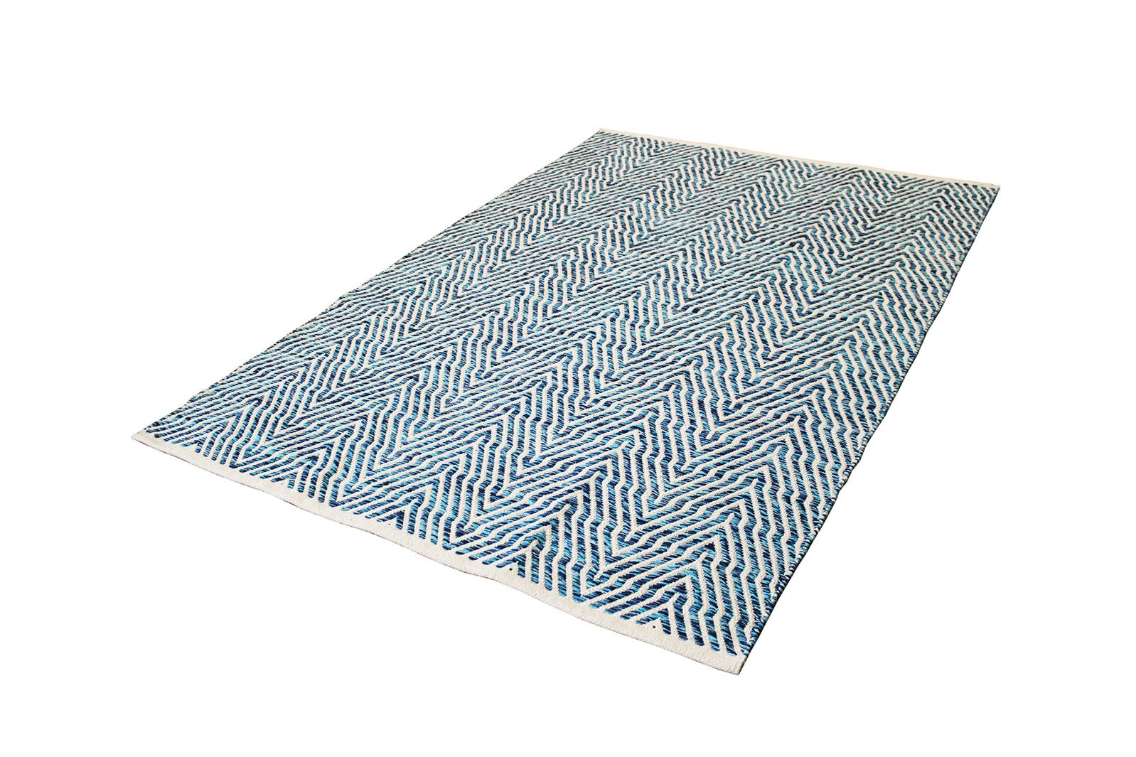 kayoom-aperitif-410-baumwollteppich-handgewebt-blau-weiche-haptik image 2