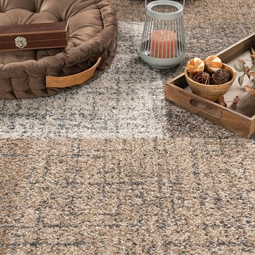 paco-home-designer-kurzflorteppich-kariert-braun-creme-120x170-cm image 8