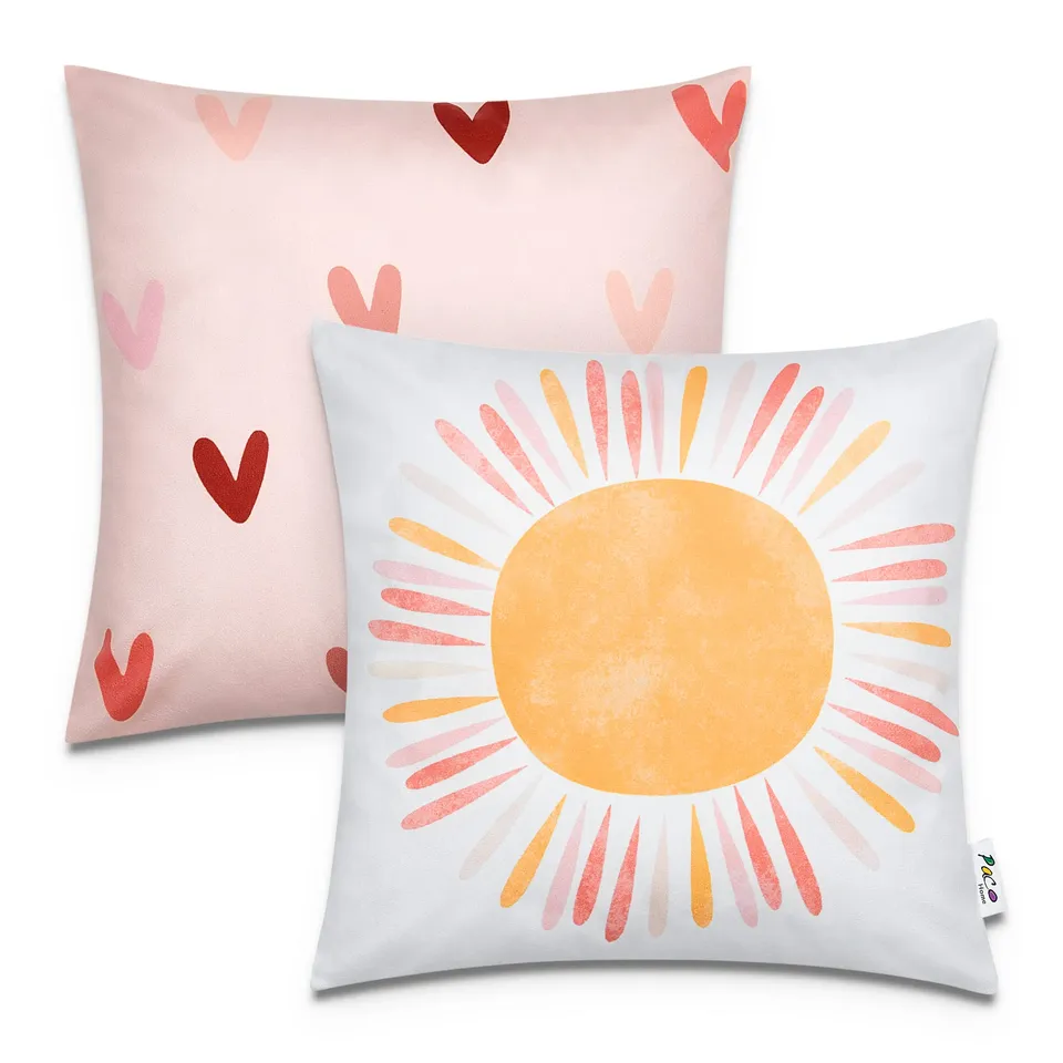 paco-home-2er-set-kissenbez-ge-45x45-cm-sonne-herz-kinderzimmer-deko image 1