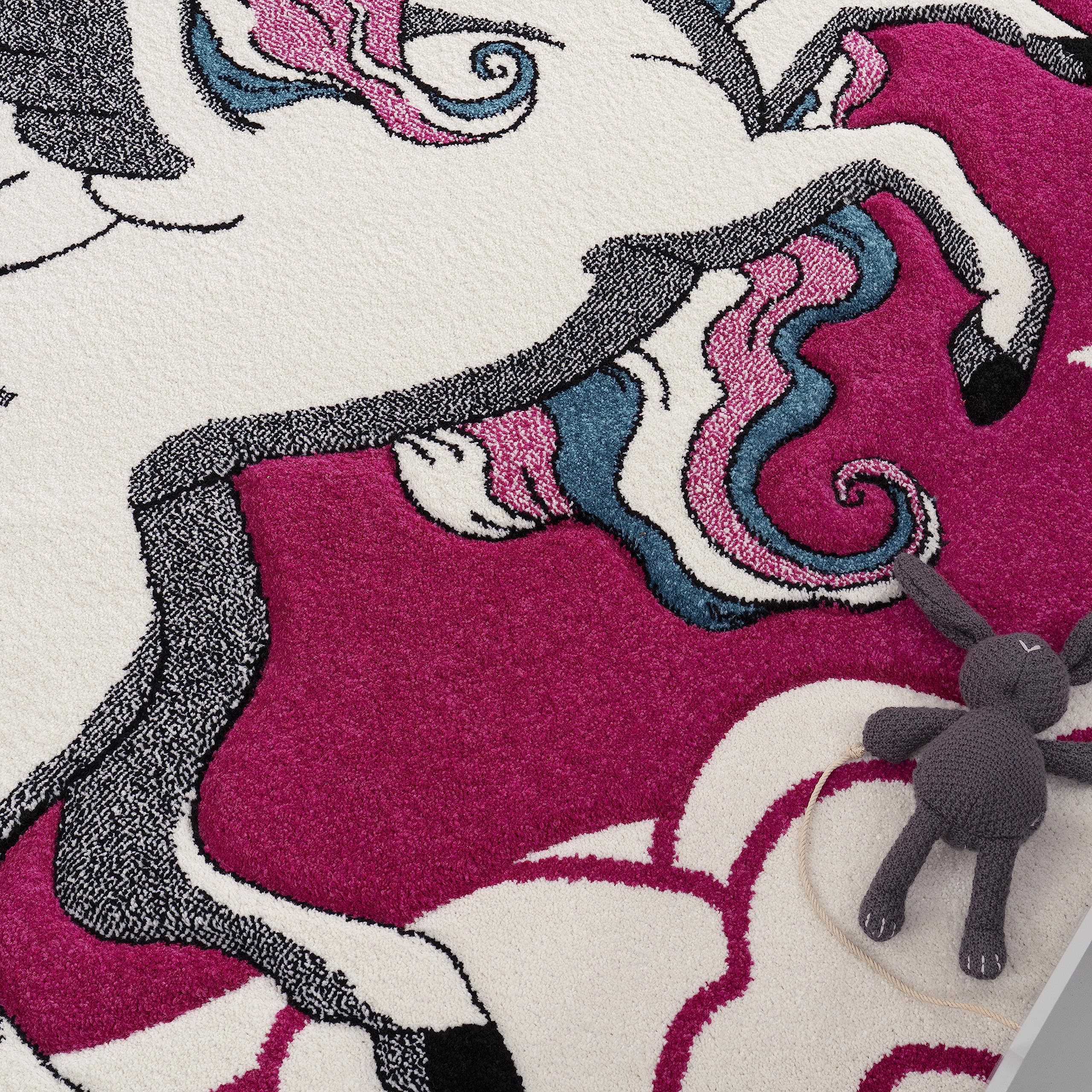 paco-home-kinderzimmer-teppich-das-kleine-einhorn-80x150-cm-pink-creme-t-rkis-po image 3