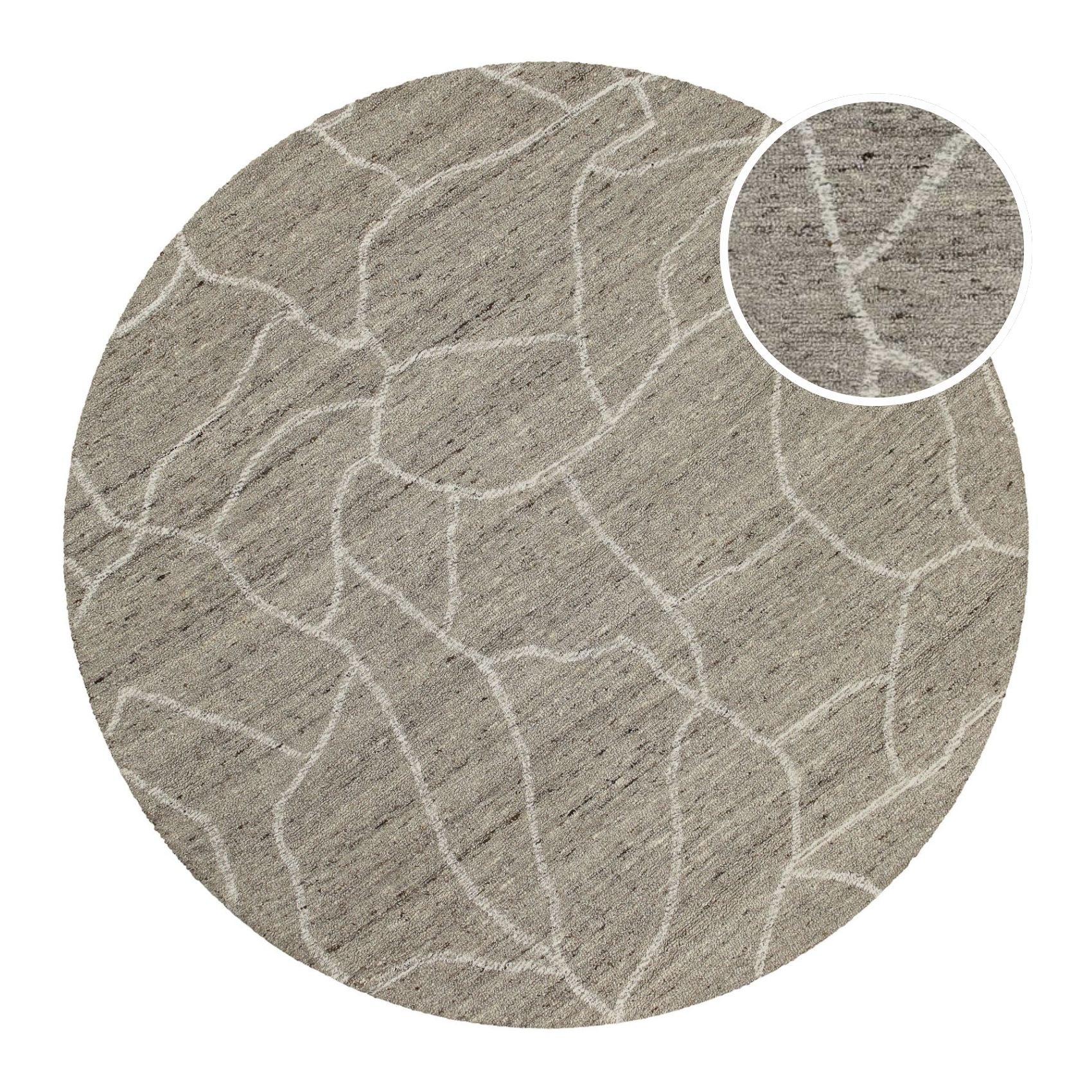 weconhome-hamptons-fortyone-kurzflor-teppich-rund-taupe-meliert-schurwolle image 1