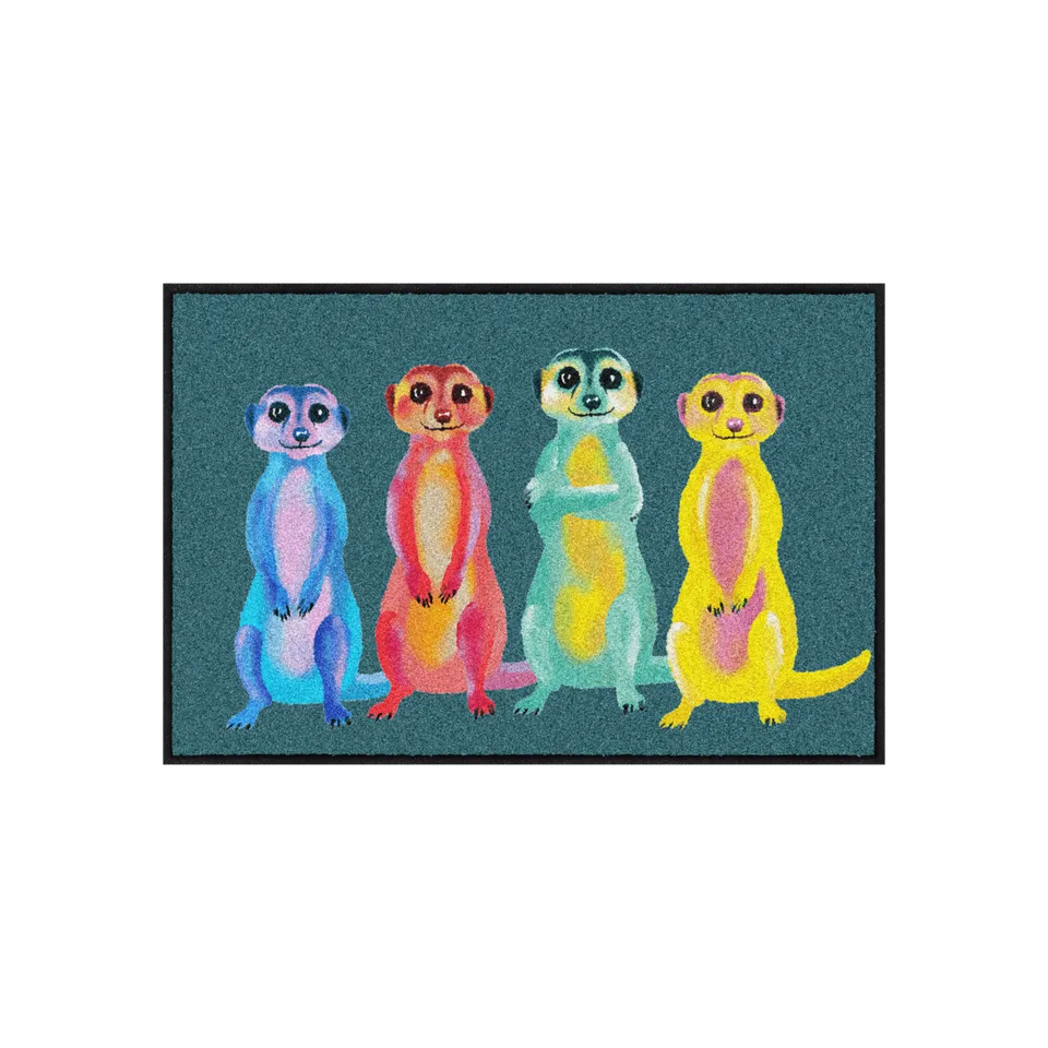 salonloewe-rainbow-meerkats-eingangsmatte-50-x-75-cm-bunte-erdm-nnchen-fu-matte- image 1