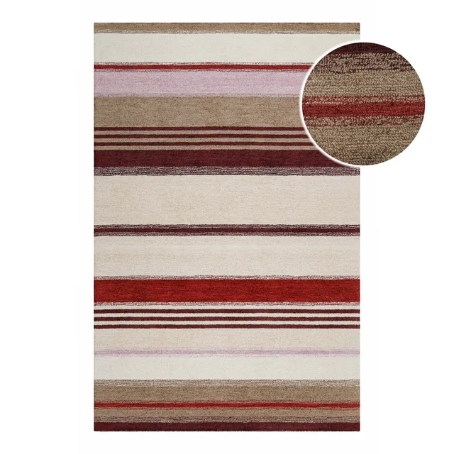 weconhome-petrol-kurzflorteppich-beige-multi-gestreift image 1
