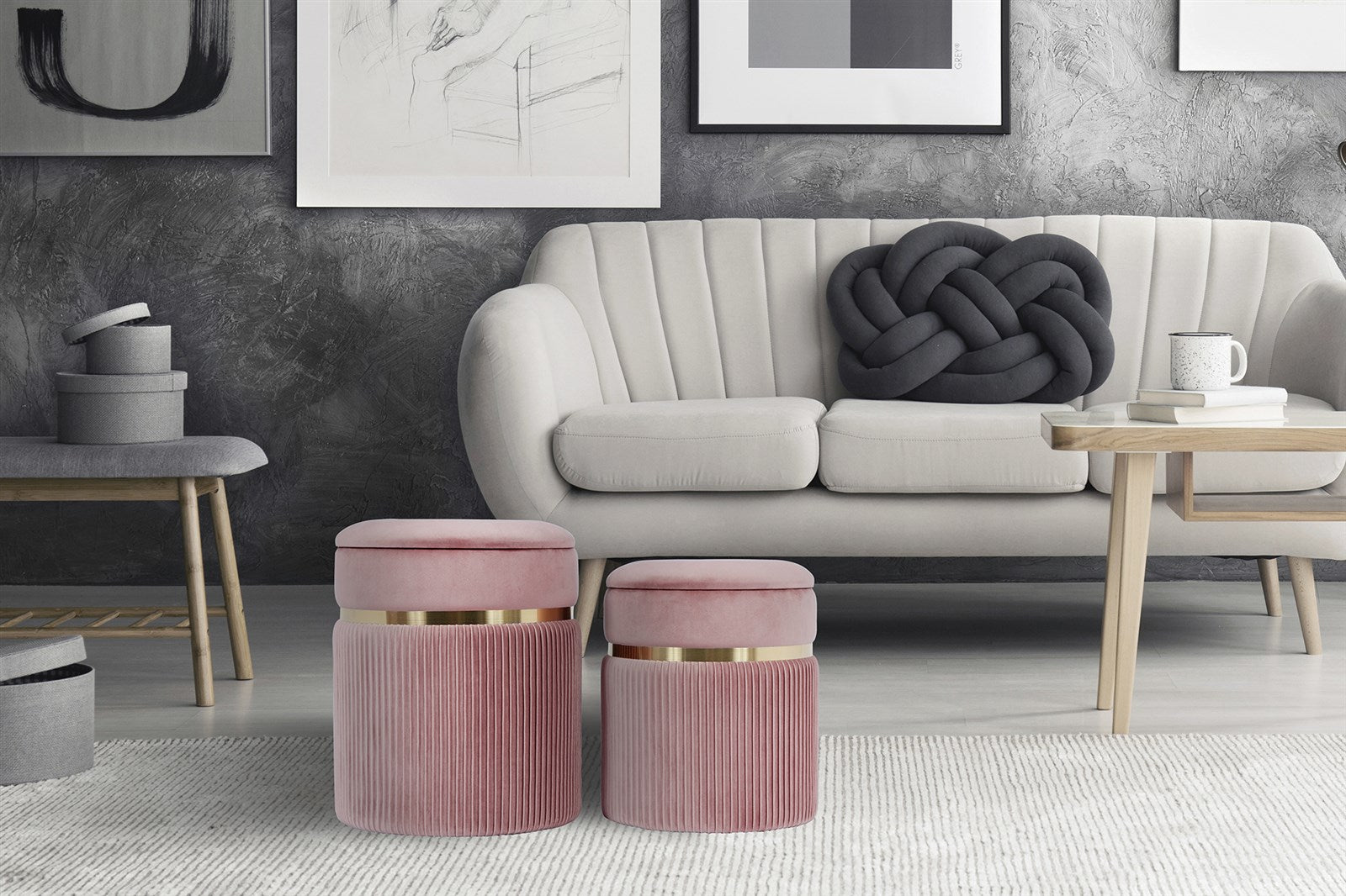 kayoom-hocker-zora-325-2er-set-hocker-mit-stauraum-metallring-samtbezug image 2