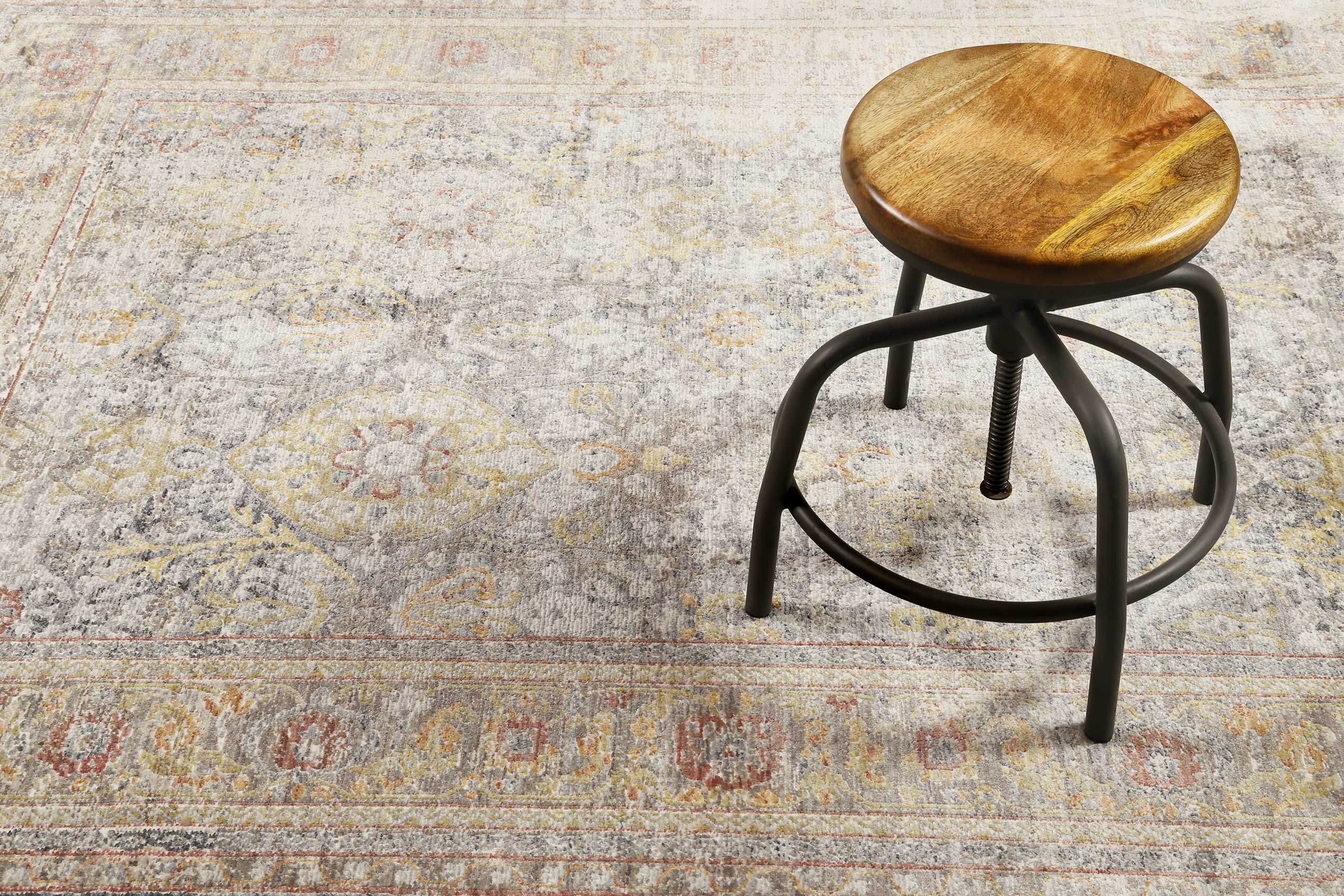 weconhome-soho-fashion-vintage-teppich-kurzflor-grau-gelb-eckig-wh-24052-110 image 5