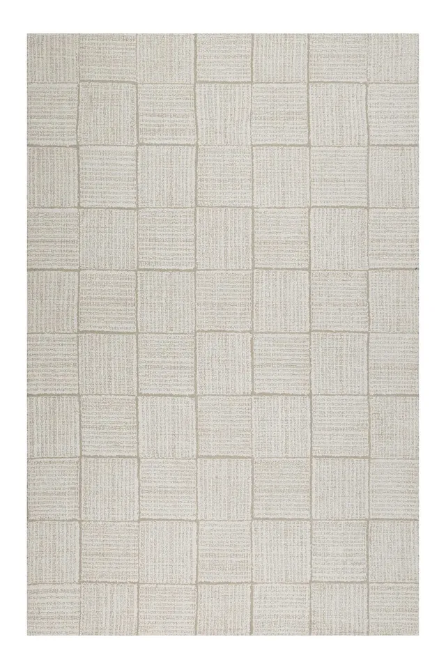 weconhome-lasse-teppich-creme-beige-naturfaser-karo-handgetuftet image 1