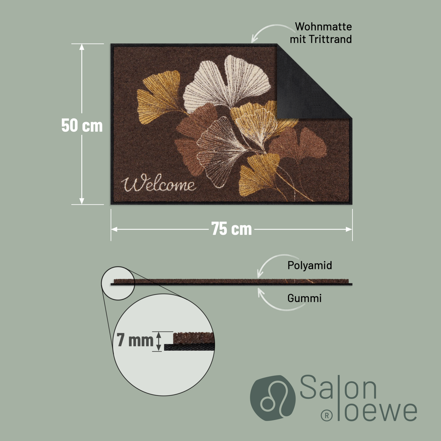 salonloewe-ginko-welcome-mocca-eingangsmatte-50-x-75-cm image 4