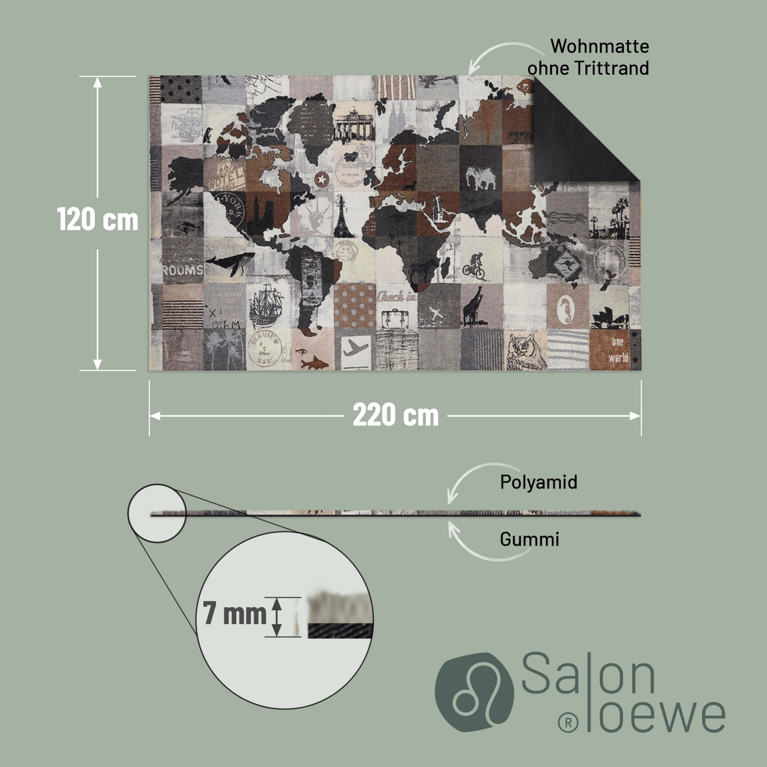 salonloewe-one-world-teppich-120-x-200-cm-weltkarten-design-polyamid-rutschfeste image 4