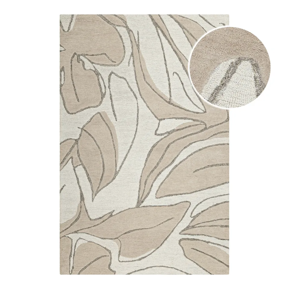 weconhome-tunia-kurzflorteppich-beige-schurwolle-10-mm image 1