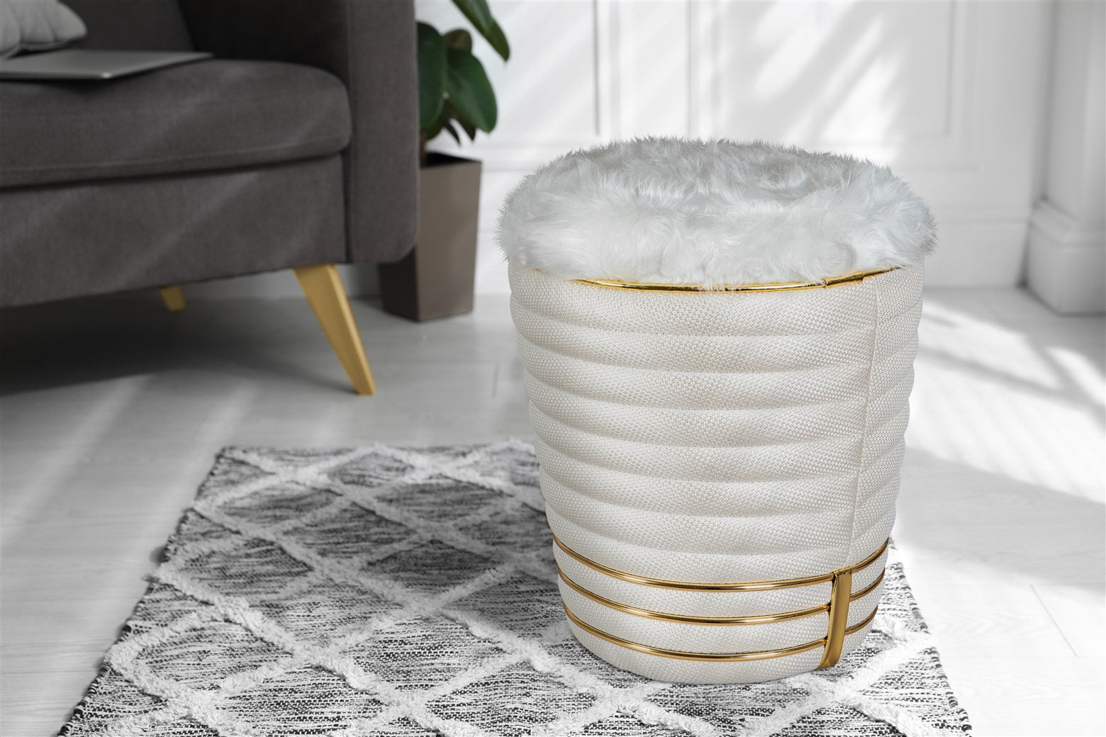 kayoom-hocker-doric-345-stilvoller-pouf-mit-konischem-fu-und-steppung-verschiede image 5