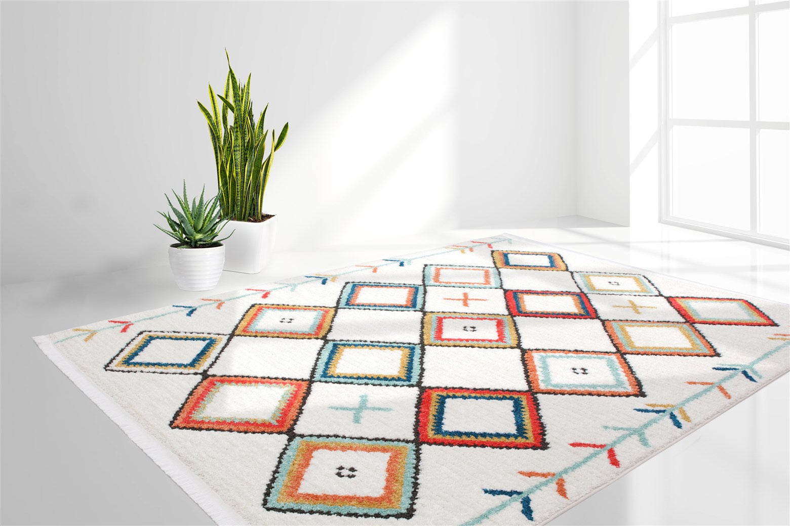kayoom-agadir-210-kurzflorteppich-buntes-rautenmuster-im-ethno-design-pastellfar image 5