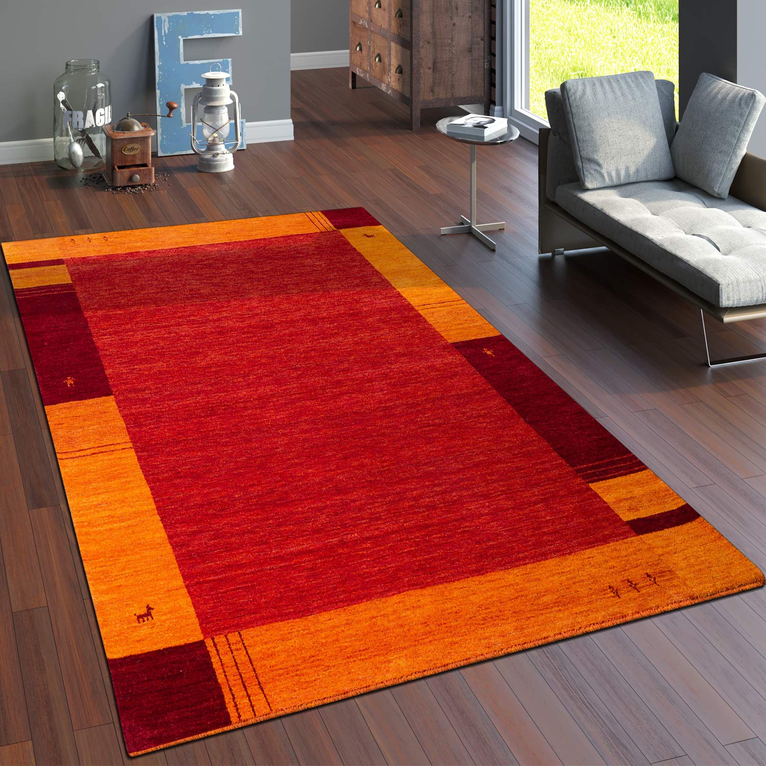 paco-home-teppich-kurzflor-gabbeh-ethno-geometrisch-80x150-cm-rot image 7