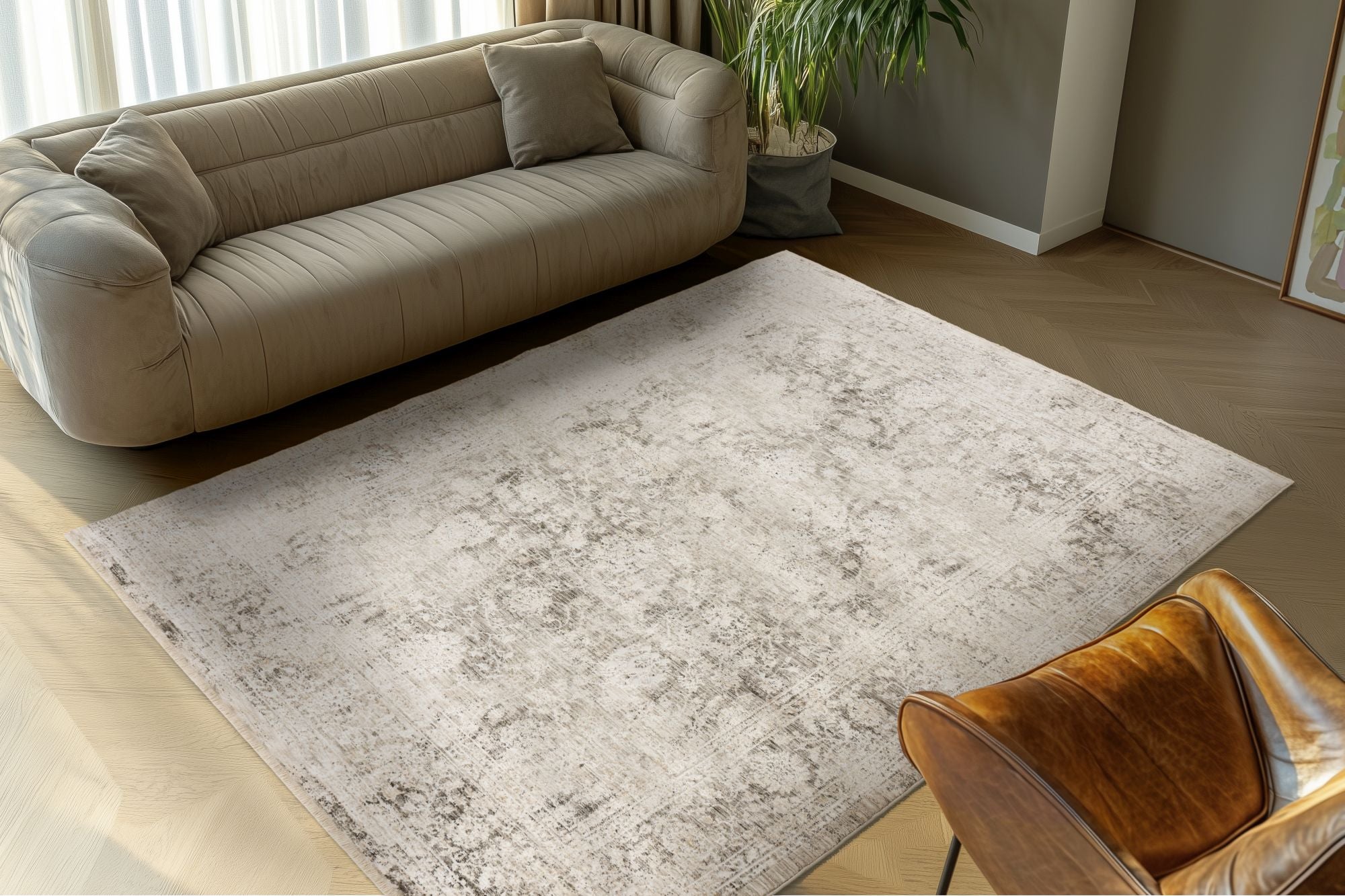 kayoom-amora-258-teppich-grauer-kurzflor-11-mm-polyester-pflegeleicht image 4