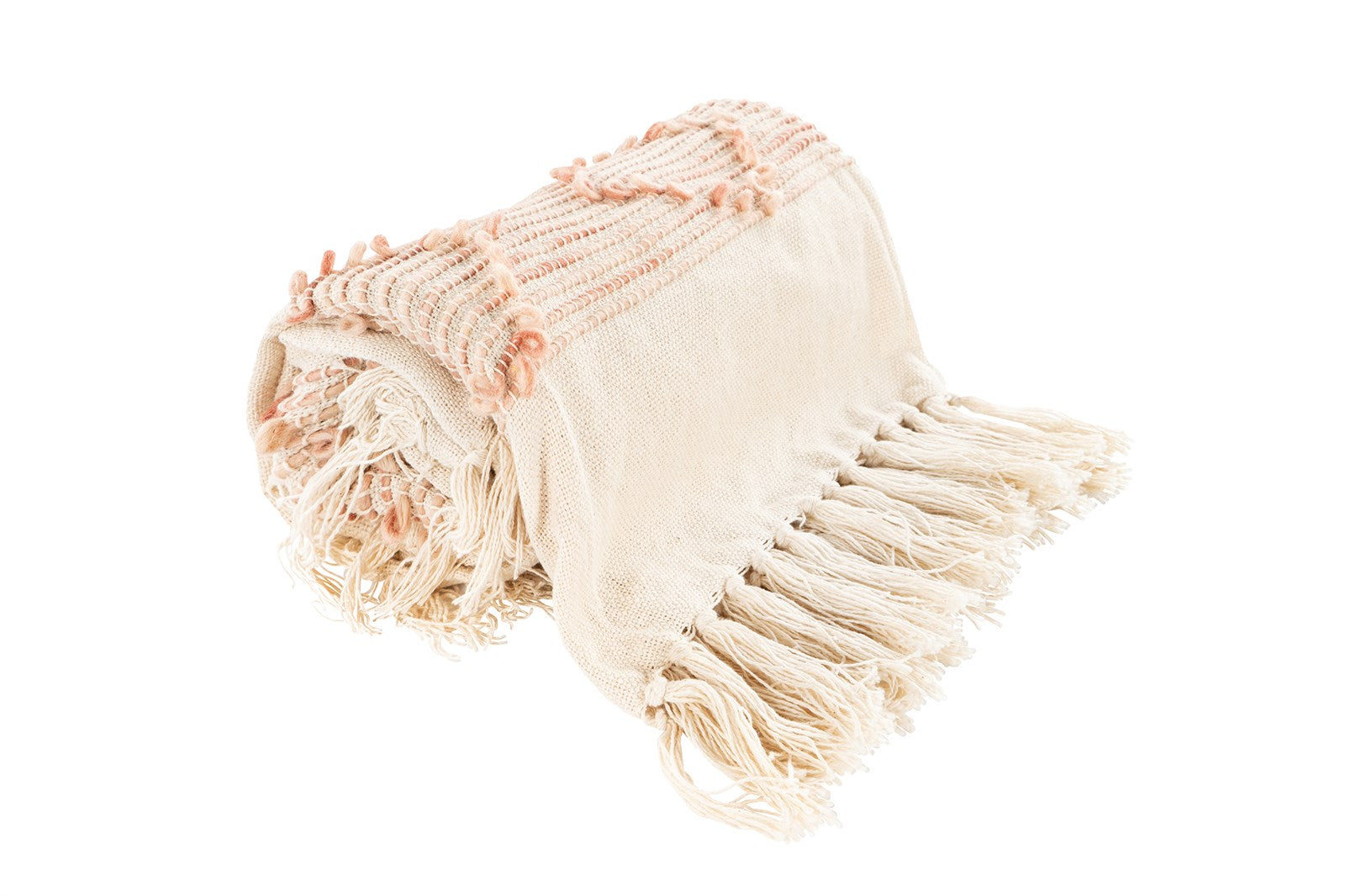 kayoom-decke-bohist-225-rosa-creme-wolle-boho-style-mit-fransen-und-quasten image 4