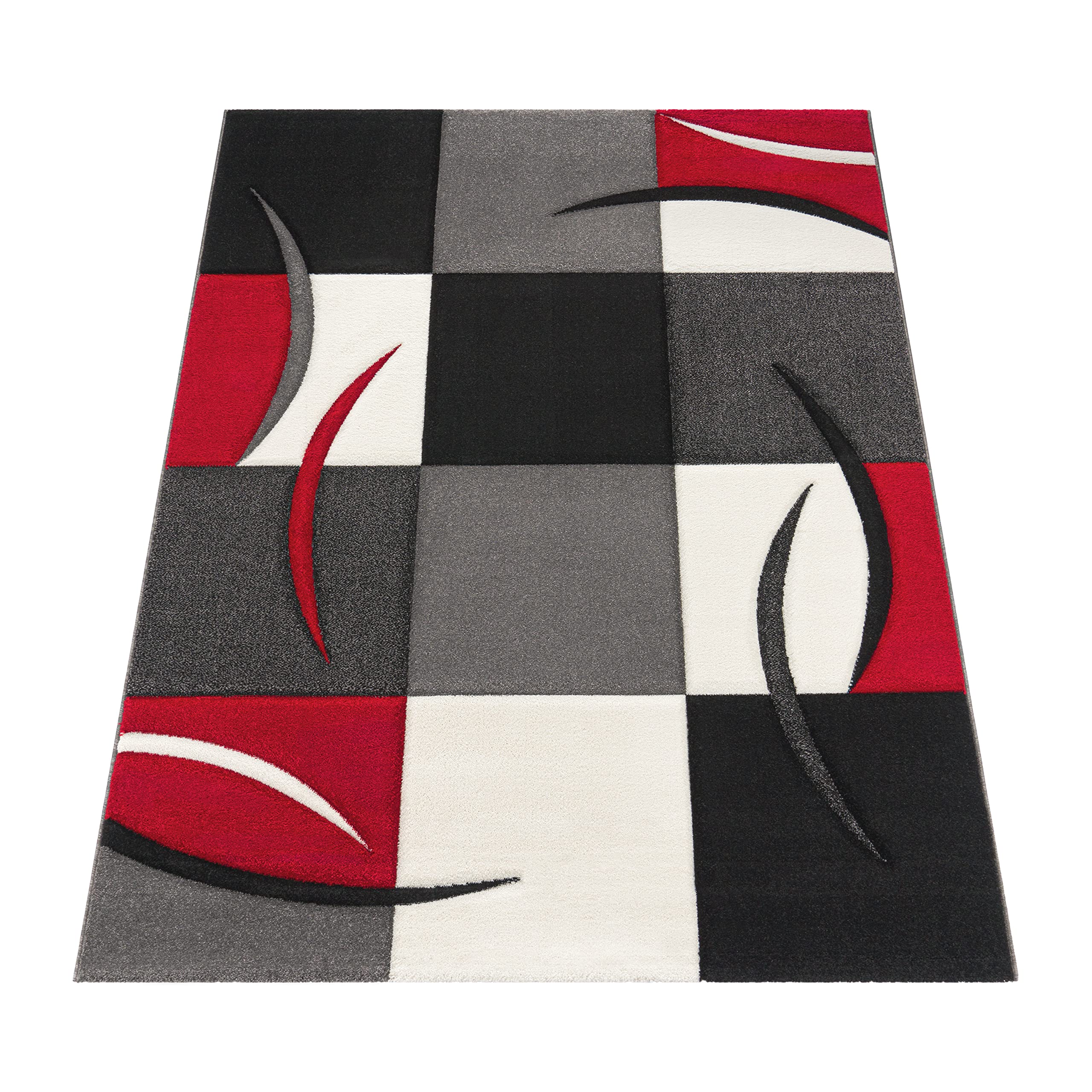 paco-home-designer-teppich-karo-rot-schwarz-120x170-cm image 6