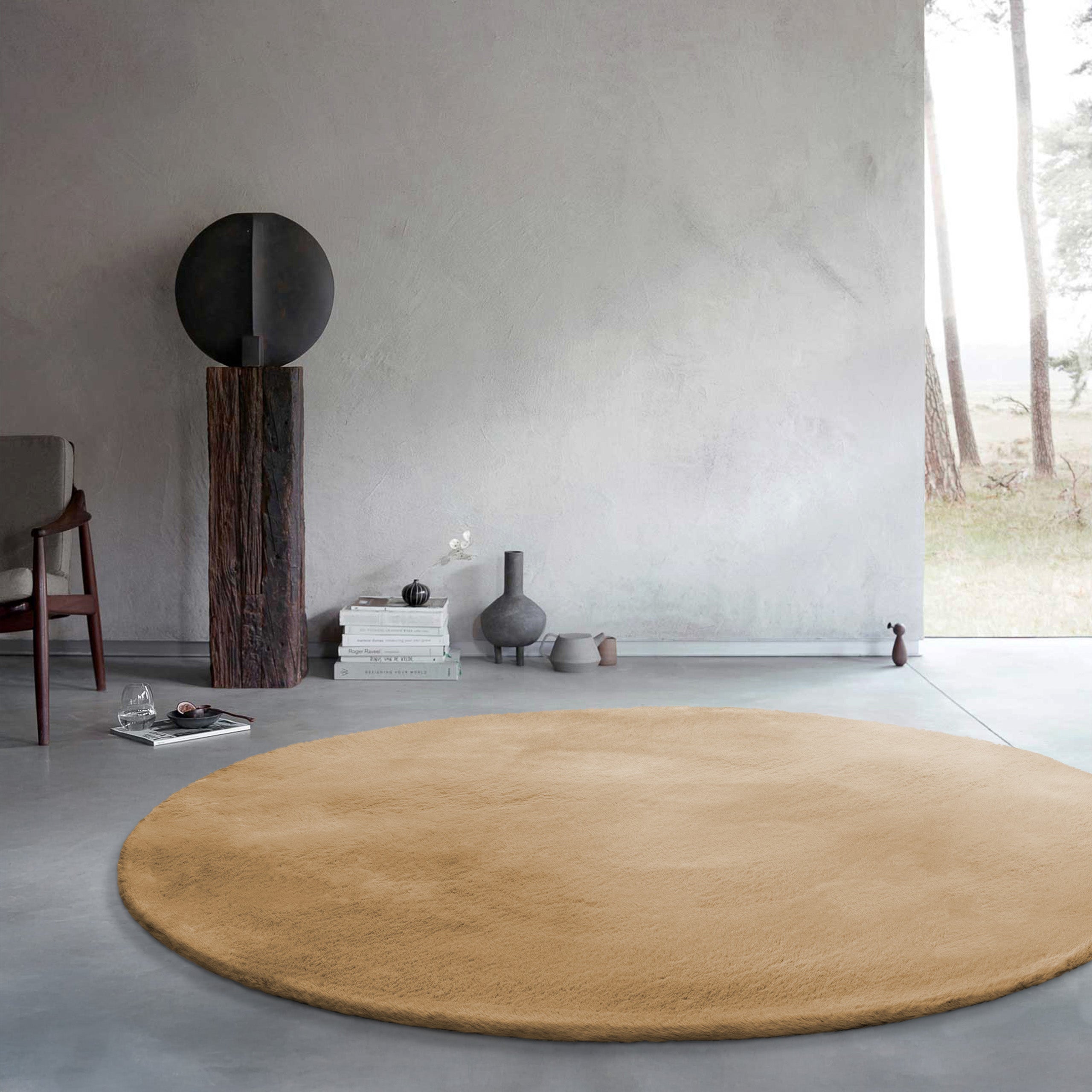 weconhome-basics-anna-kunstfell-teppich-rund-sand-flauschig-und-weich-100-polyes image 2
