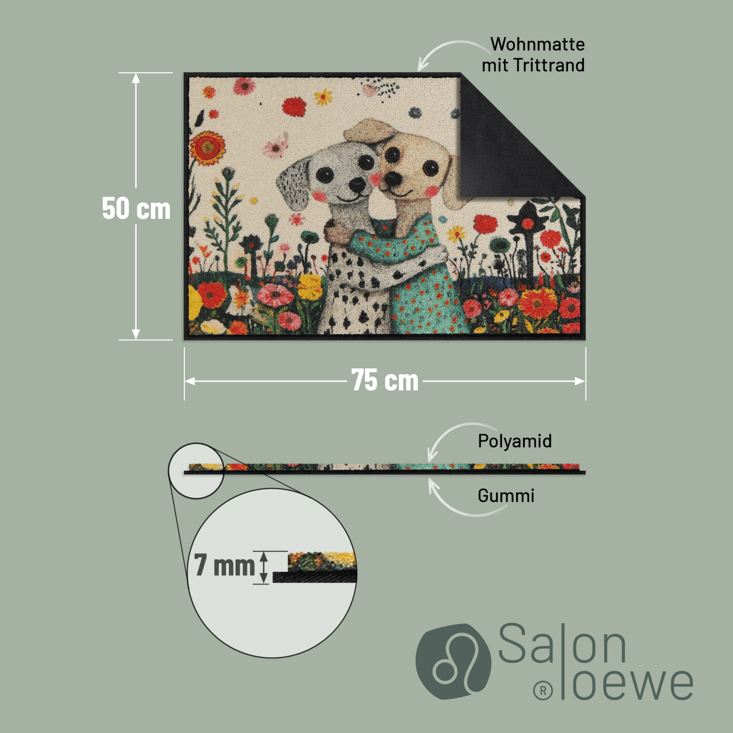 salonloewe-sweet-dogs-eingangsmatte-50-x-75-cm-hundemotiv-auf-blumenwiese-aus-po image 4