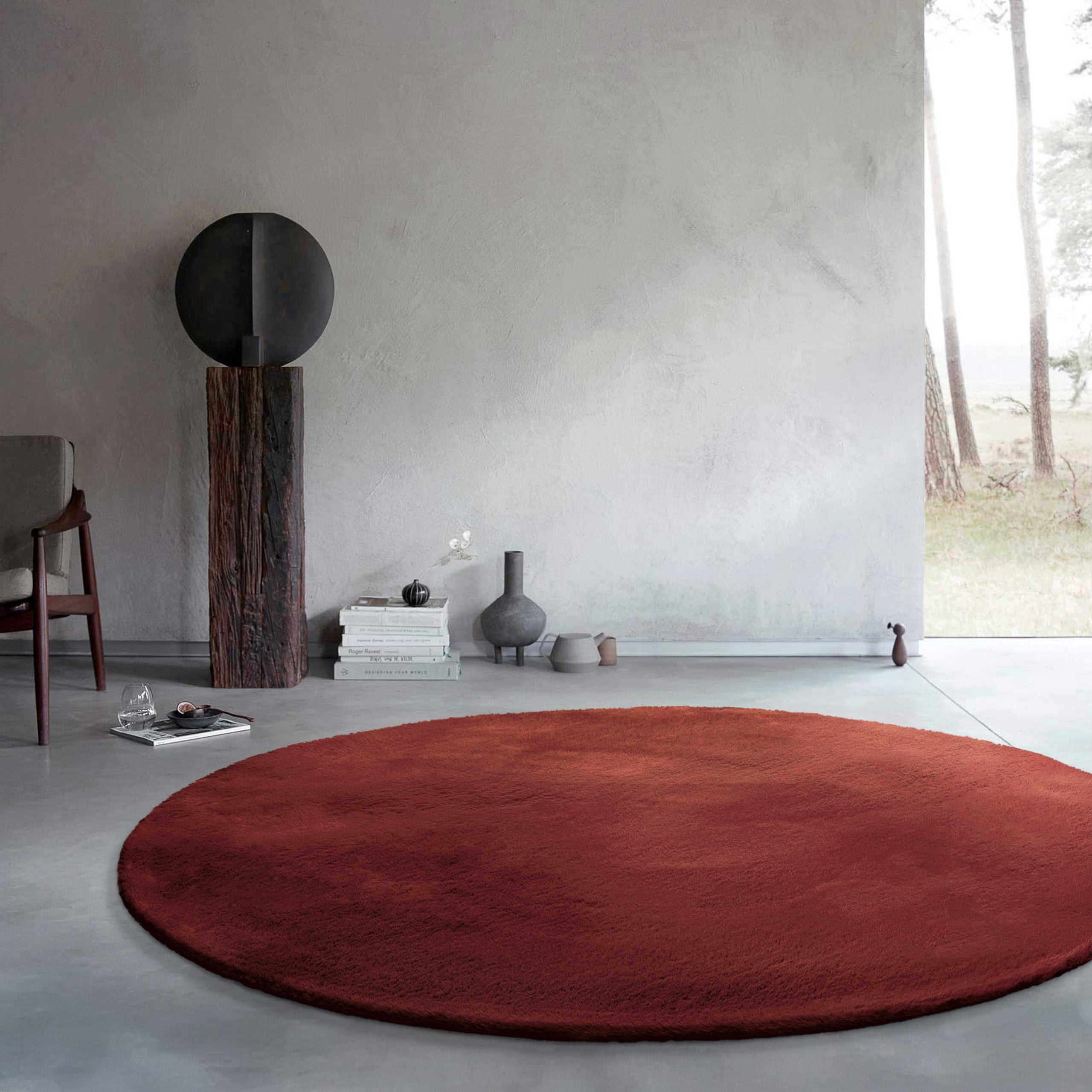 weconhome-basics-kunstfell-teppich-anna-rund-bordeaux image 2
