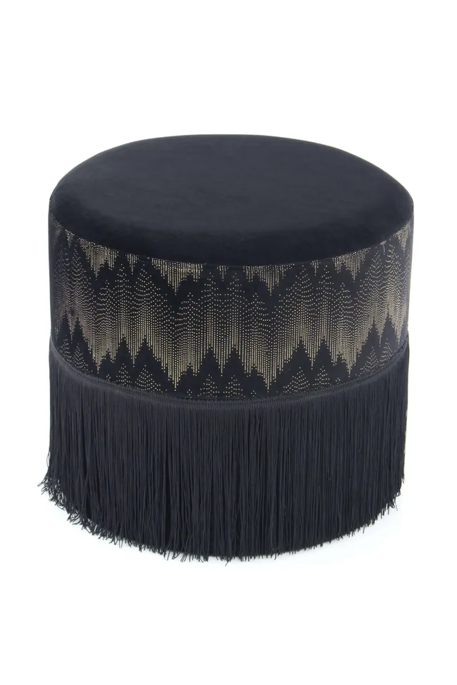 kayoom-hocker-cleopatra-825-orientalischer-sitzhocker-mit-fransen-rund-klein image 1