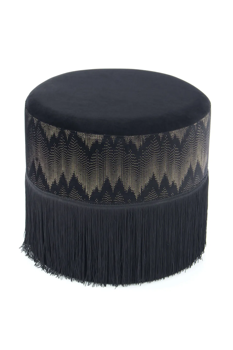 kayoom-hocker-cleopatra-825-orientalischer-sitzhocker-mit-fransen-rund-klein image 1