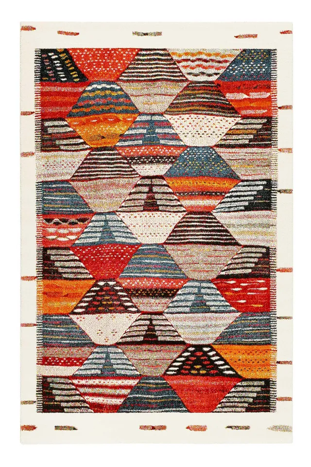 weconhome-modern-berber-kurzflor-teppich-orange-rot-beige image 1