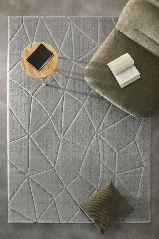 weconhome-unplugged-kurzflorteppich-grau-geometrisch image 1