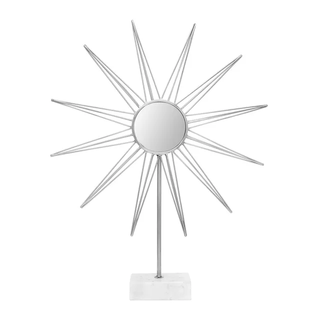 kayoom-skulptur-ajey-387-silber-wei-deko-figur-mit-spiegel-und-marmorfu image 1