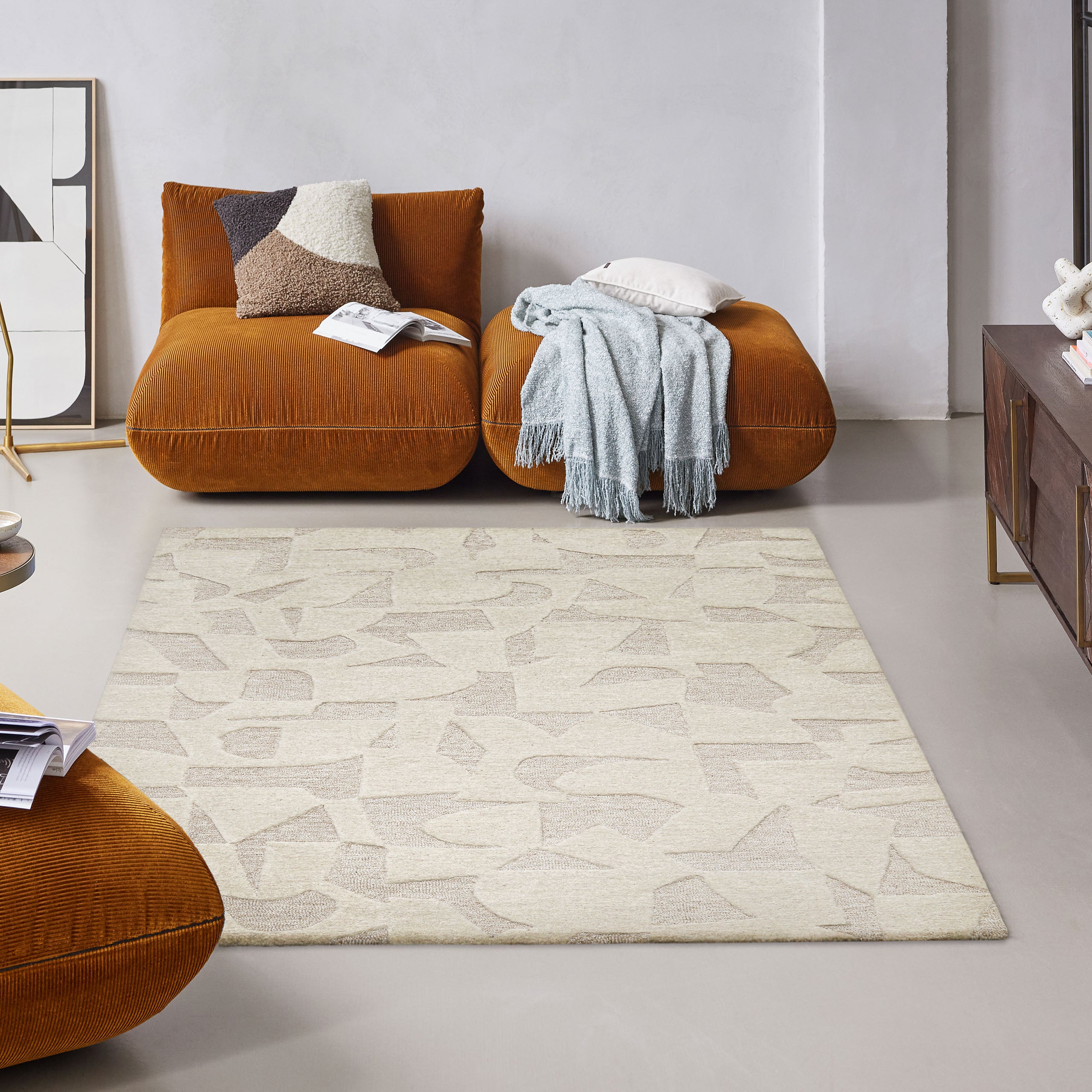 weconhome-ocean-state-kurzflorteppich-creme-wei-schurwolle-10-mm image 2