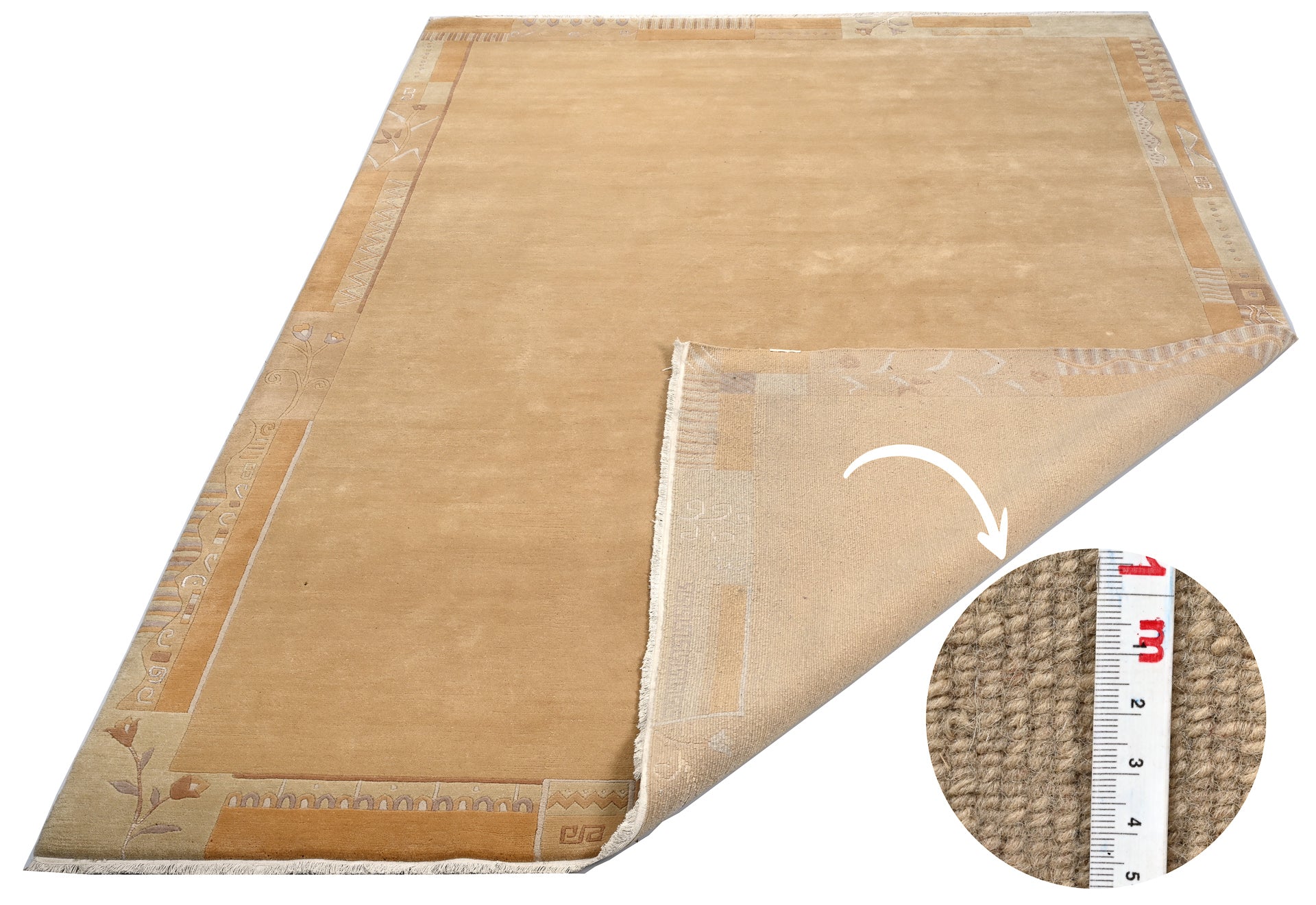 weconhome-handgekn-pfter-tibetischer-teppich-in-warmem-beige-mit-retro-bord-re-n image 2