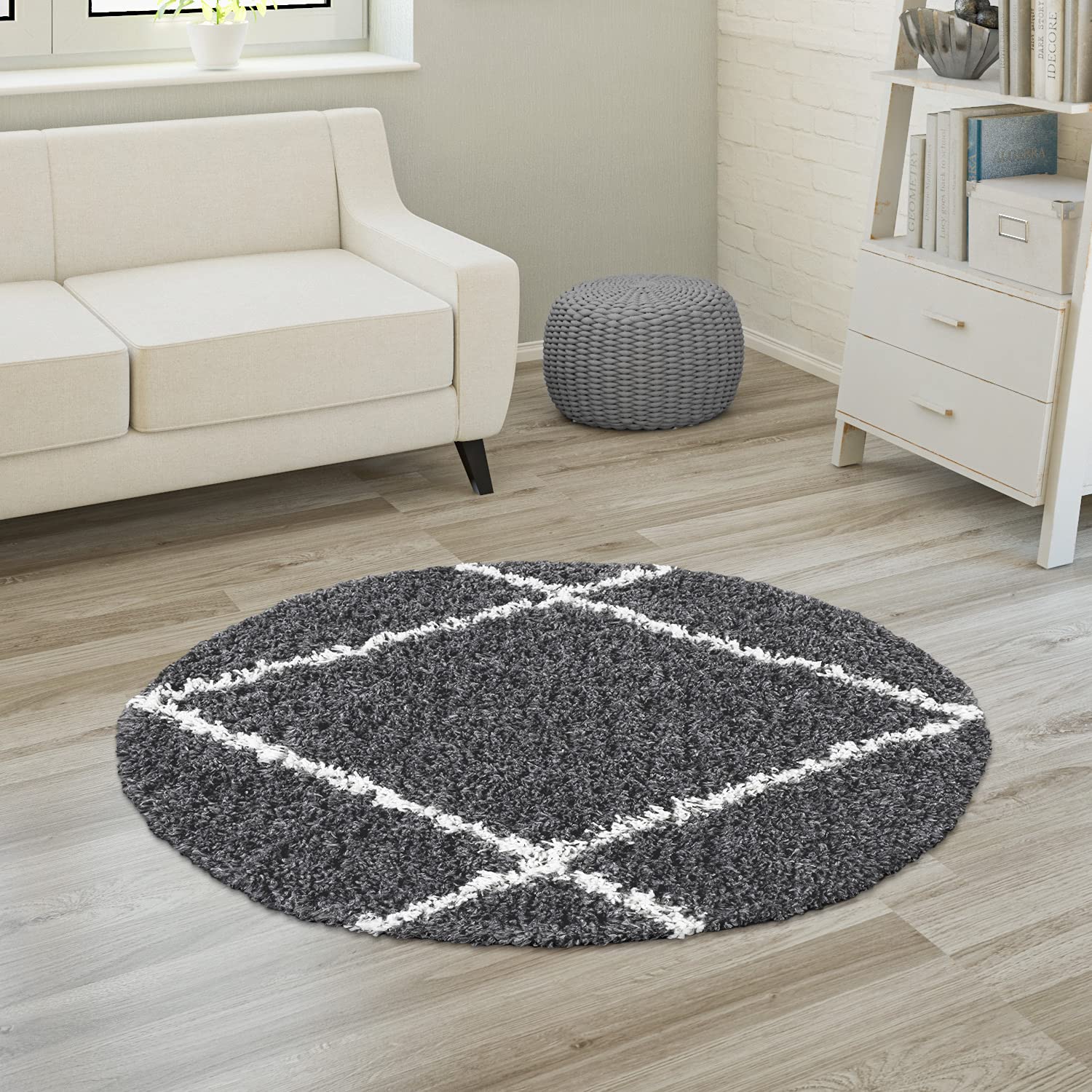 paco-home-shaggy-plus-hochflor-teppich-rautenmuster-rund-120-cm-creme image 6