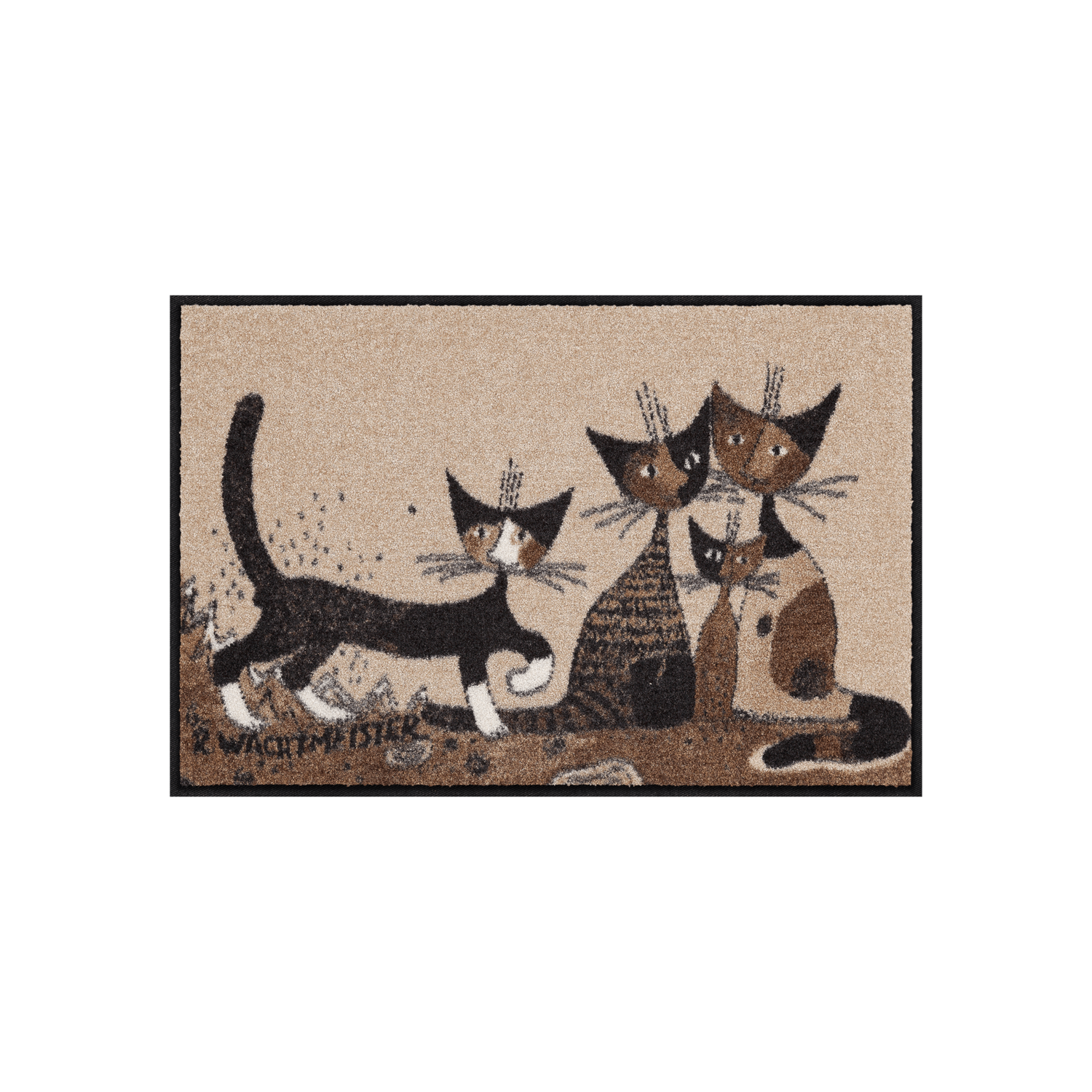 salonloewe-serafino-friends-teppich-50-x-75-cm-katzenmotive-in-beige-braun-polya image 1