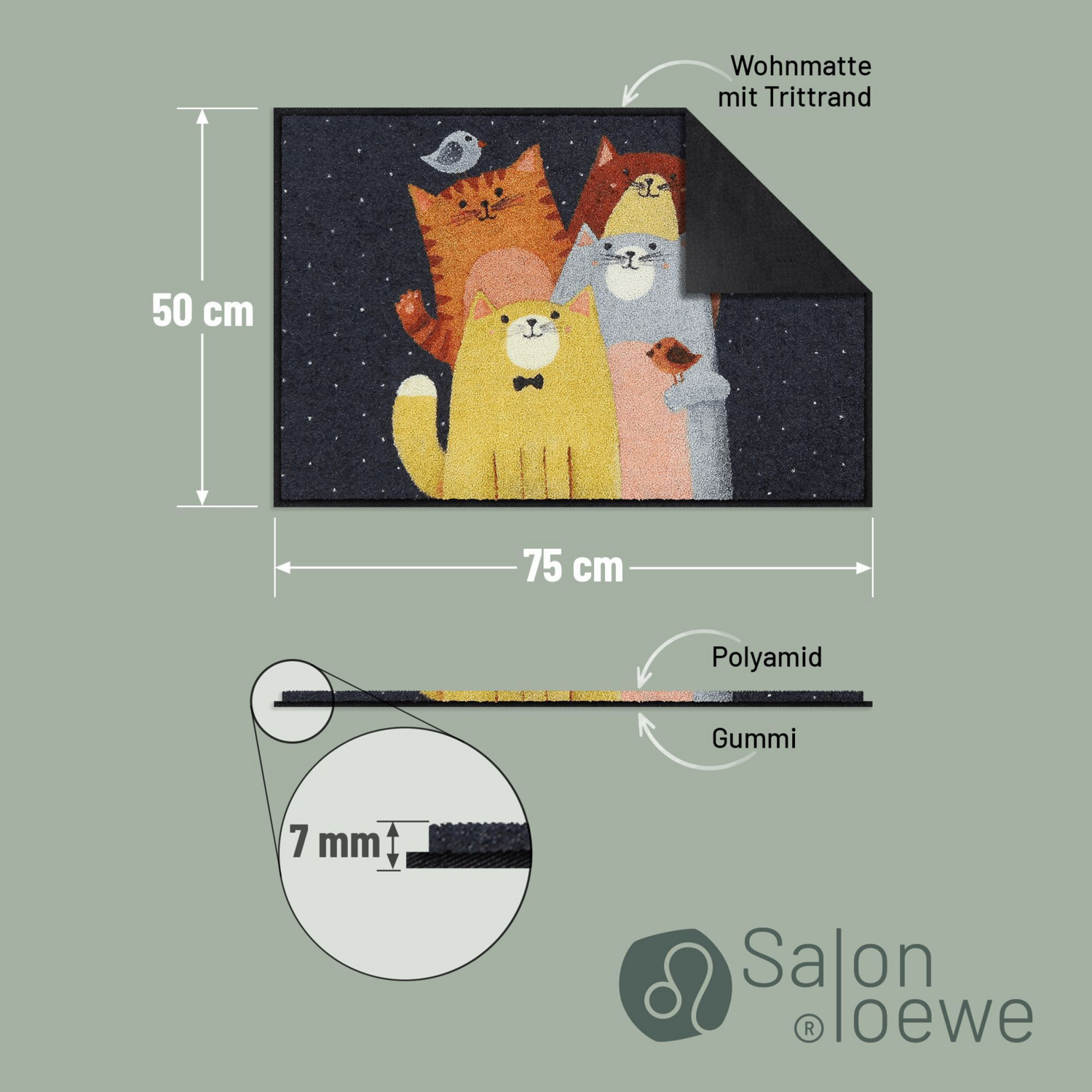 salonloewe-cat-quartet-eingangsmatte-50-x-75-cm-fu-matte-mit-vier-katzen-motiven image 3