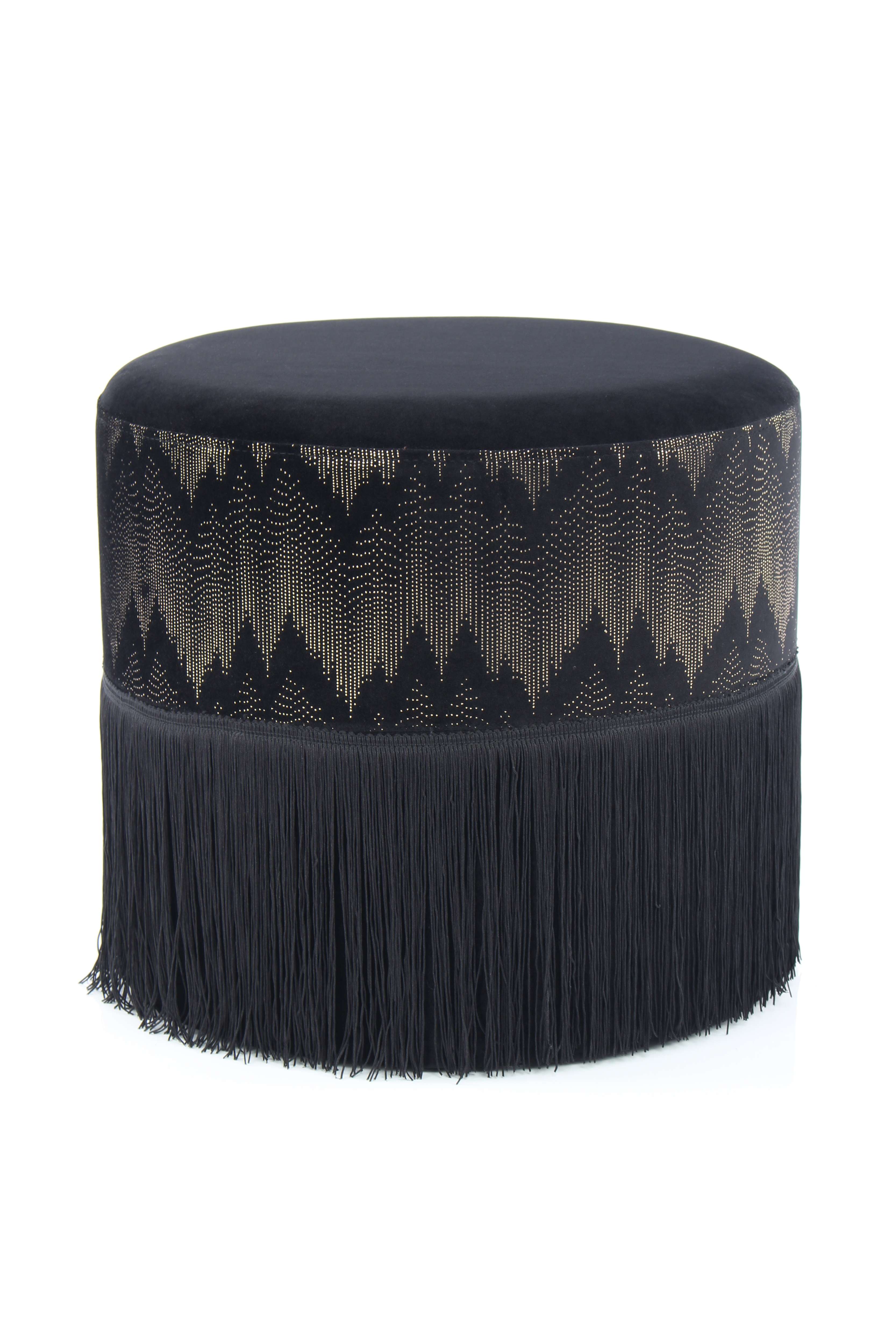kayoom-hocker-cleopatra-825-orientalischer-sitzhocker-mit-fransen-rund-klein image 2