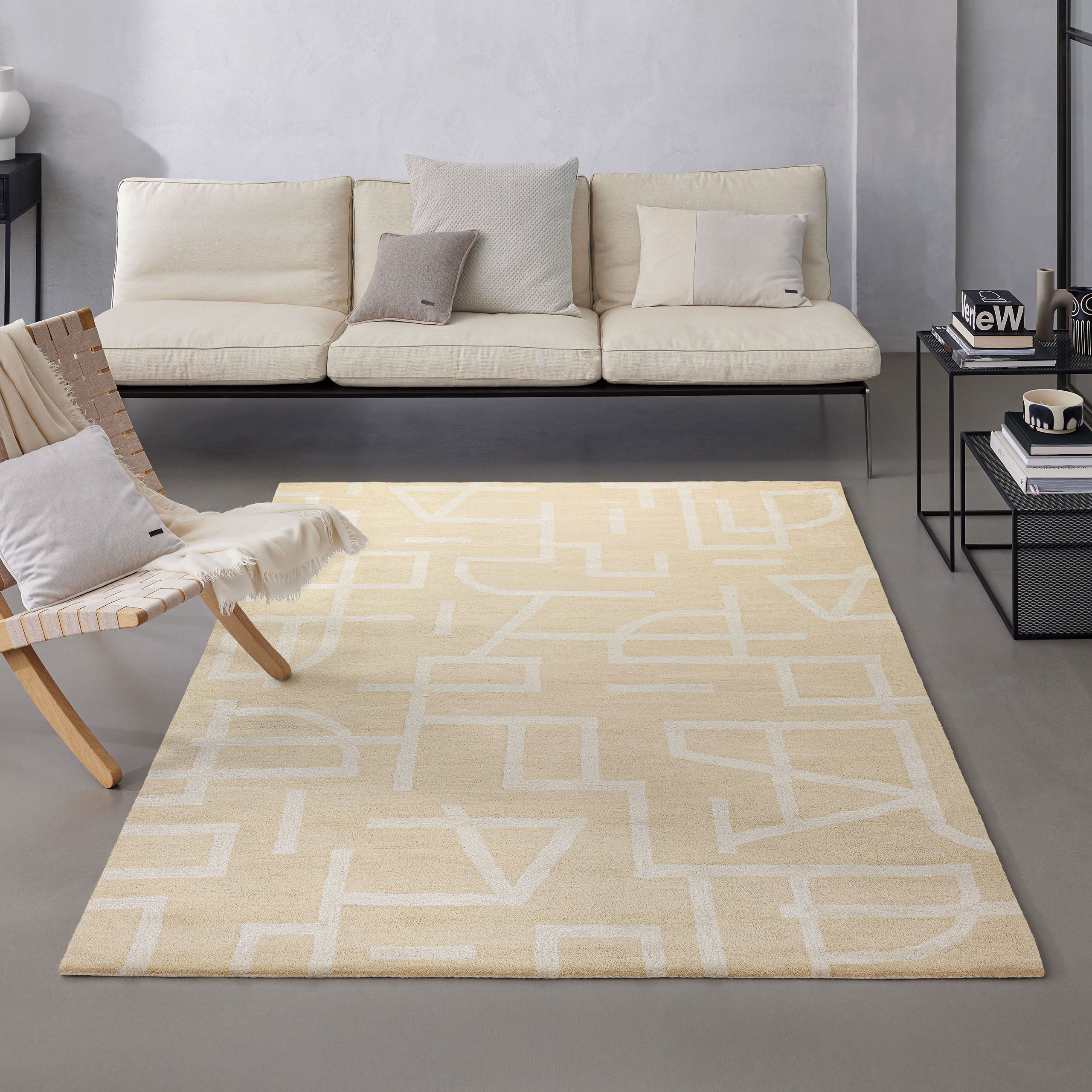weconhome-beatrice-kurzflor-teppich-schurwolle-sand-beige image 2