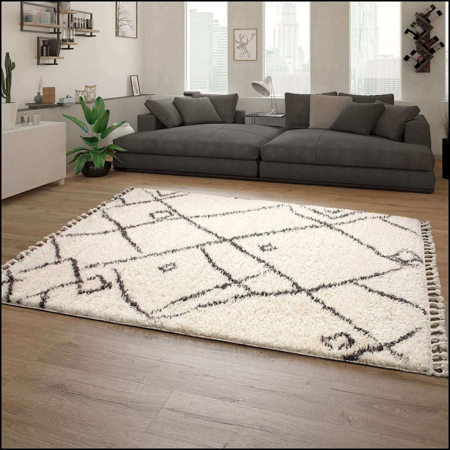 paco-home-shaggy-skandi-langflor-teppich-120x170-cm-creme-mit-fransen image 8