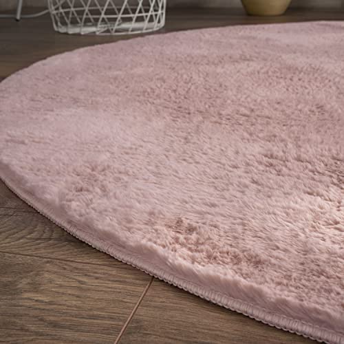 paco-home-hochflor-teppich-rund-rosa-200-cm-flauschig image 7