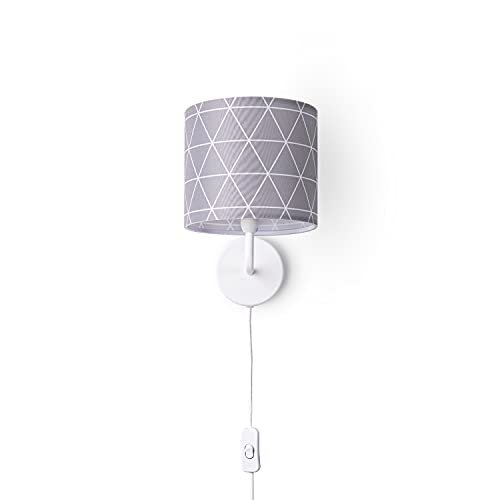paco-home-volta-wandleuchte-e14-punkte-geometrisch-stoffschirm-mit-stecker image 5