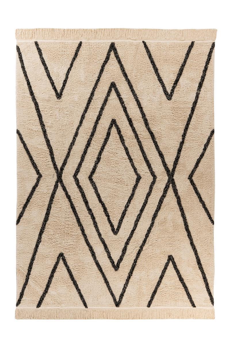 kayoom-mylen-525-flachflorteppich-creme-schwarz-pflegeleicht-verschiedene-gr-en image 1